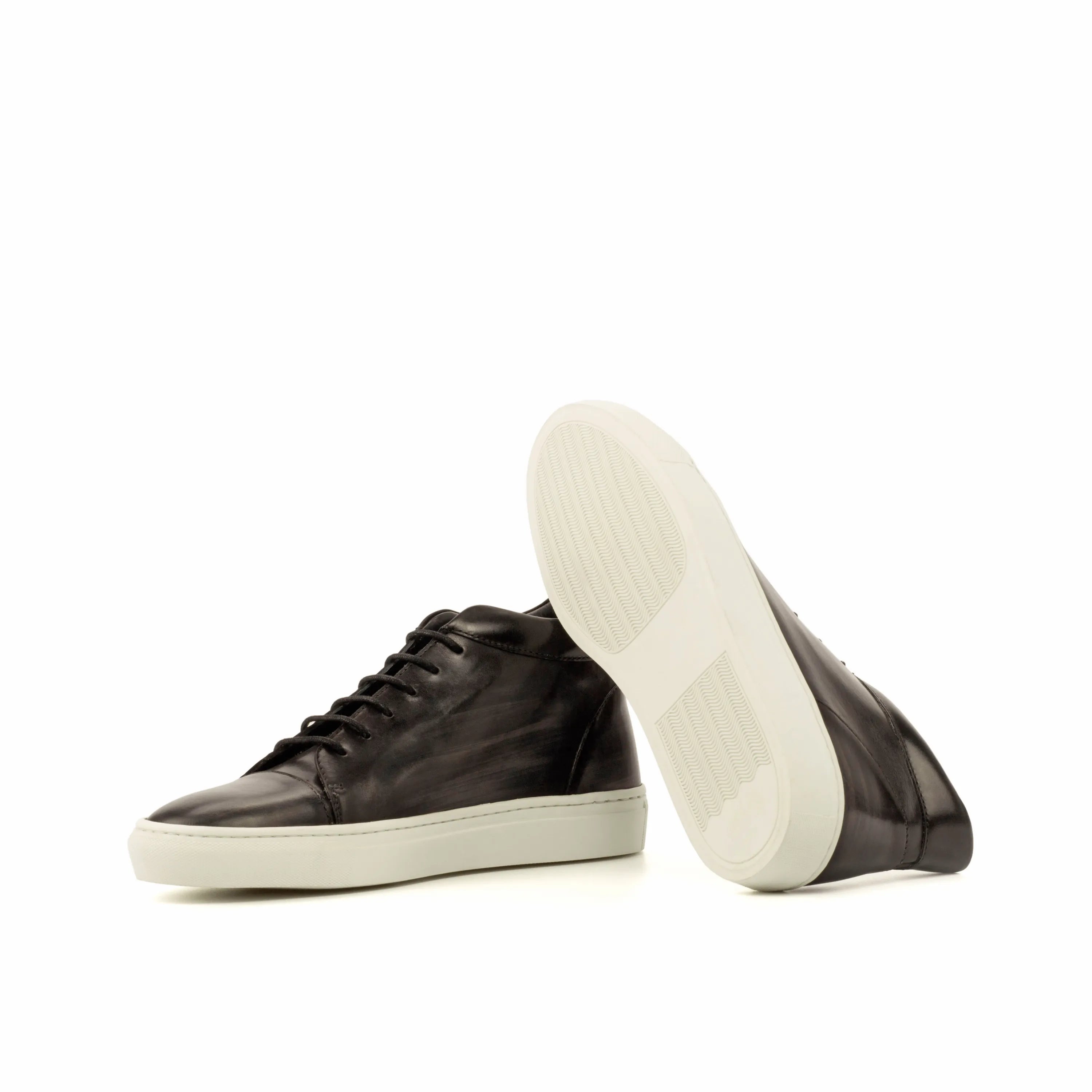 Black leather high-top sneakers from the Donny Patina collection for stylish comfort