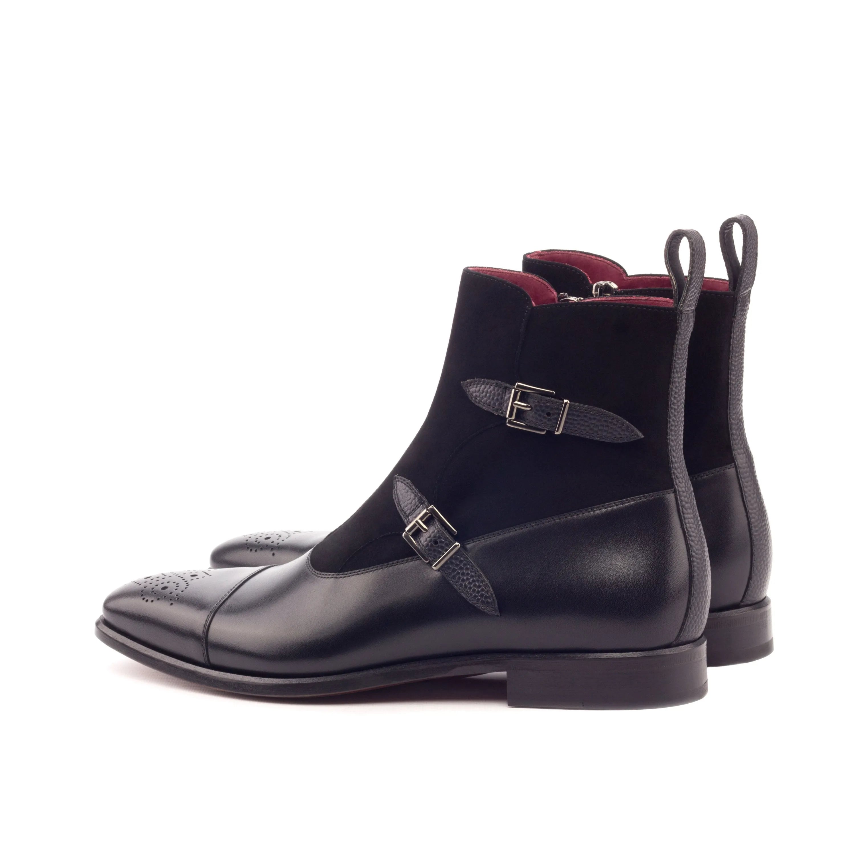 Black leather and suede monk strap Drew Octavian Boots for stylish footwear choices