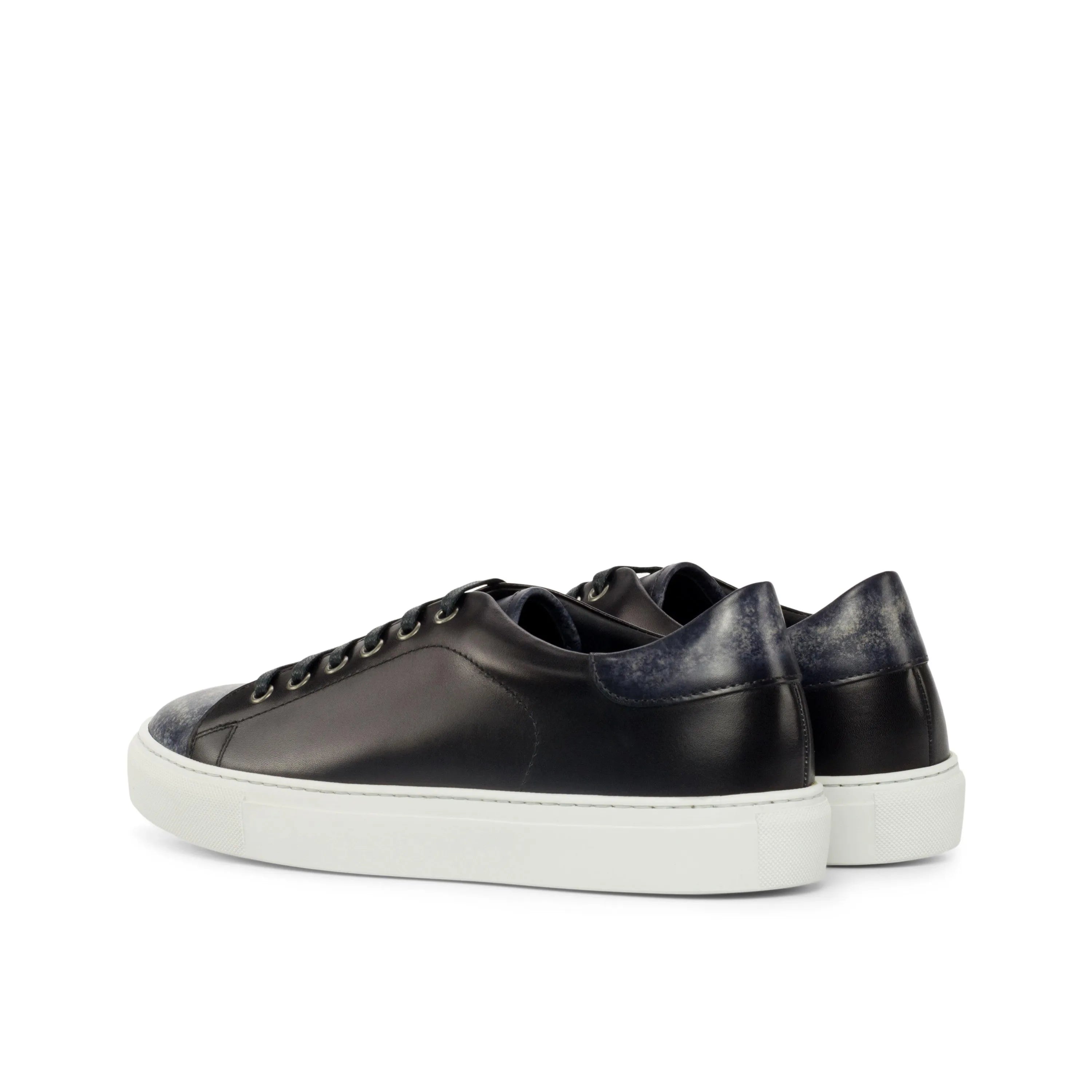Black leather DTT3 Trainer Patina Sneakers with white soles for a stylish look