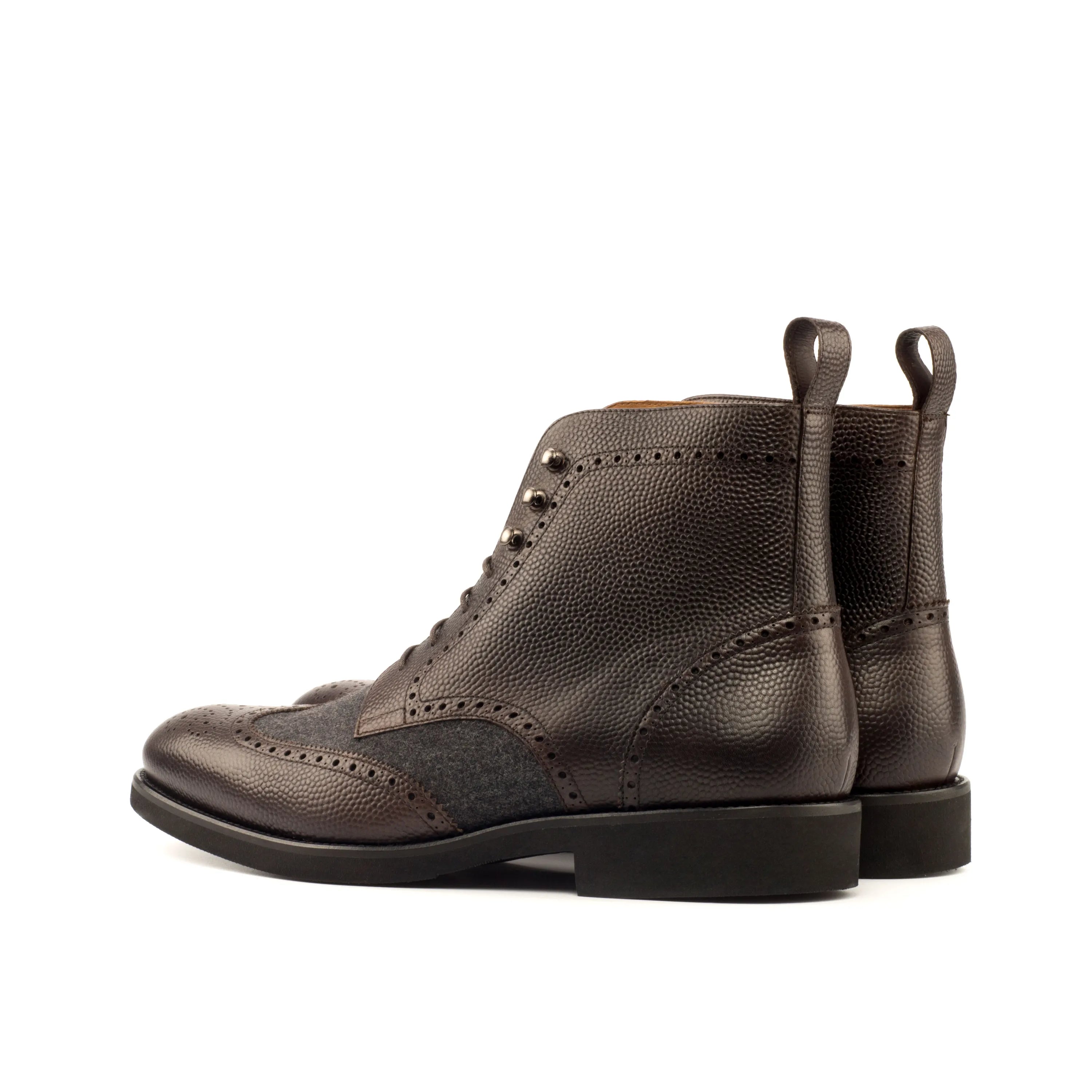 Brown leather wingtip Dubai Military Brogue Boots for stylish, casual wear