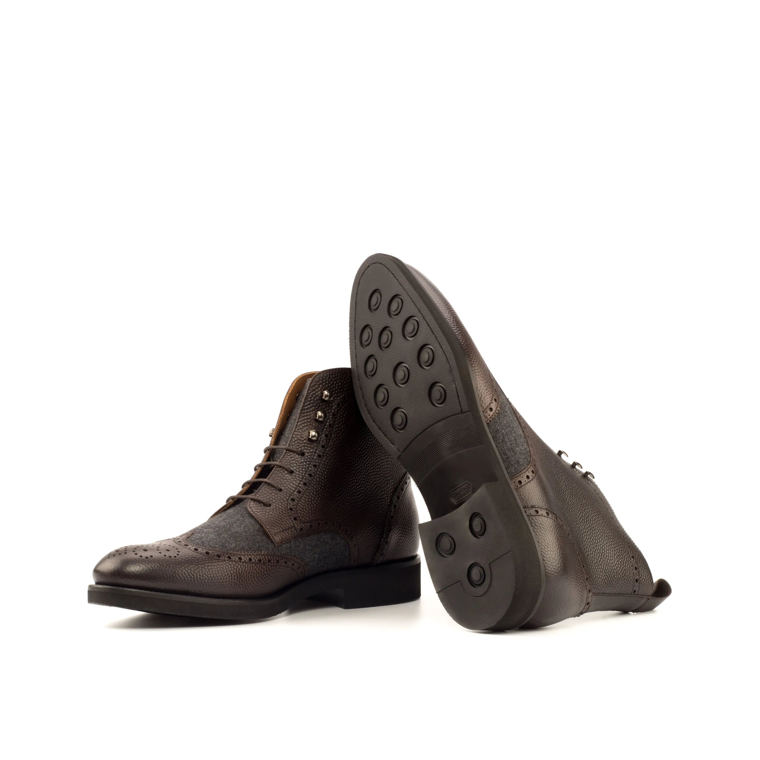 Brown leather wingtip Dubai Military Brogue boots showcasing classic craftsmanship