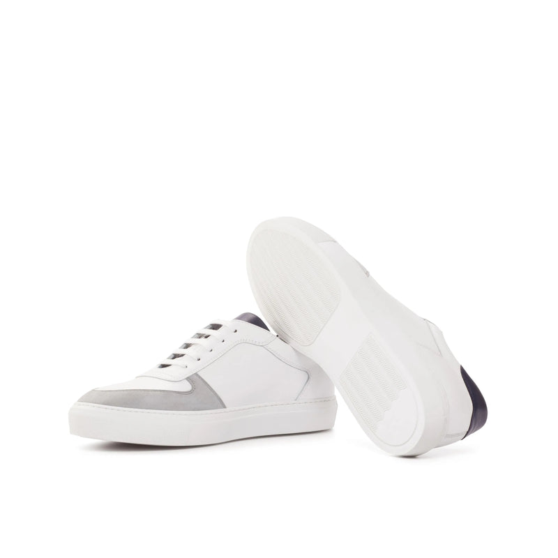 White and gray leather DW15 Low Top Sneaker II, crafted from box calf for luxury bespoke shoes