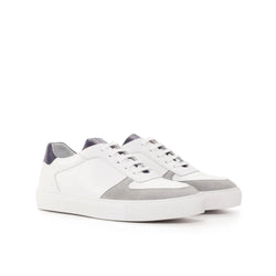 White and gray leather DW15 Low Top Sneaker II, luxury bespoke shoes for men