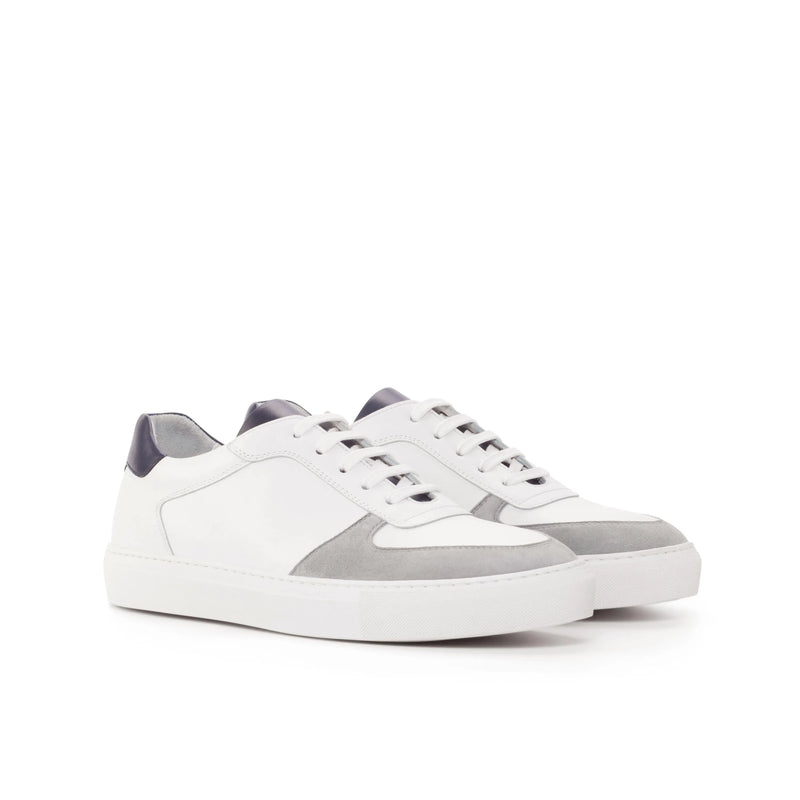 White and gray leather DW15 Low Top Sneaker II, luxury bespoke shoes for men