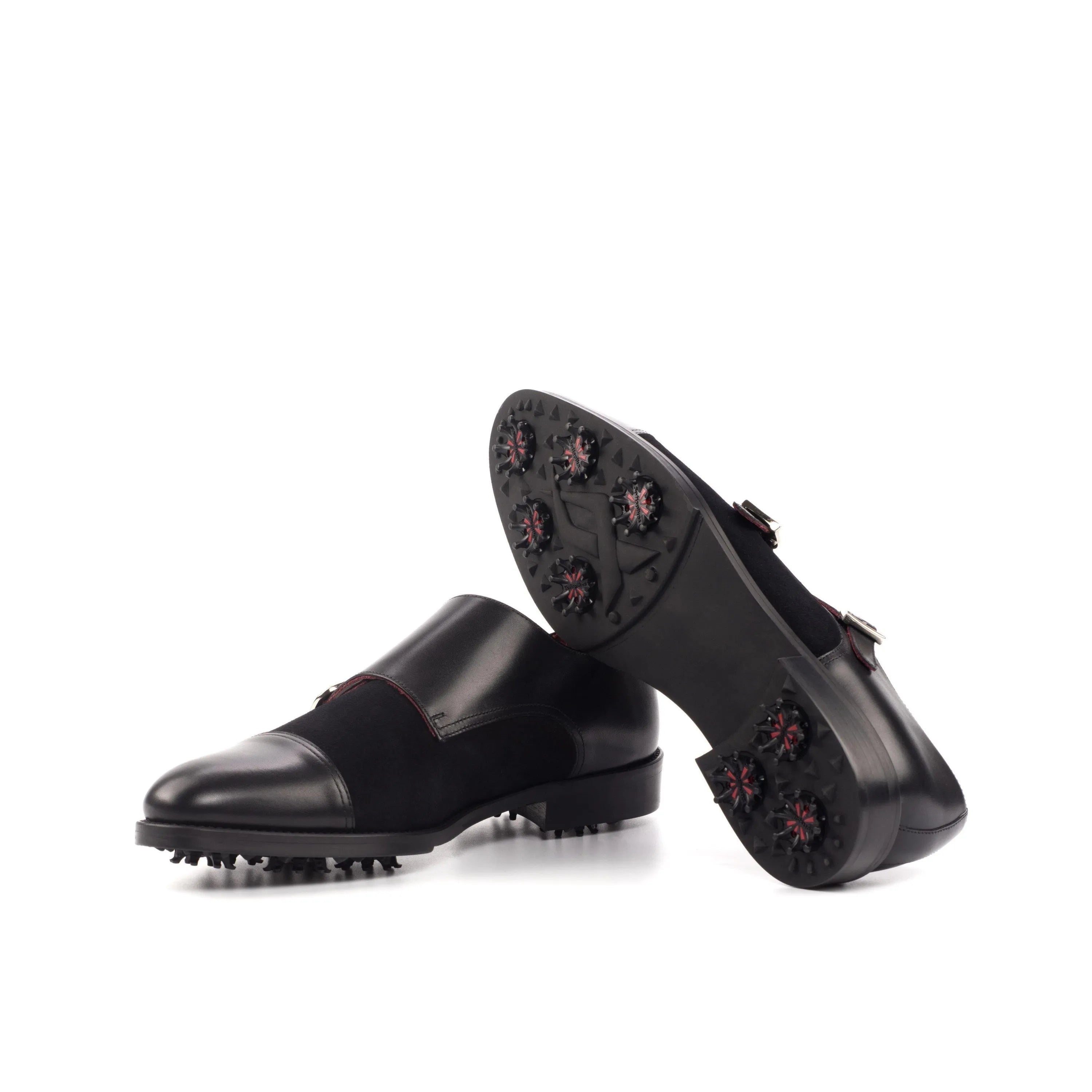 Black leather Eagle Golf Shoes, stylish loafer golf shoes for the discerning golfer