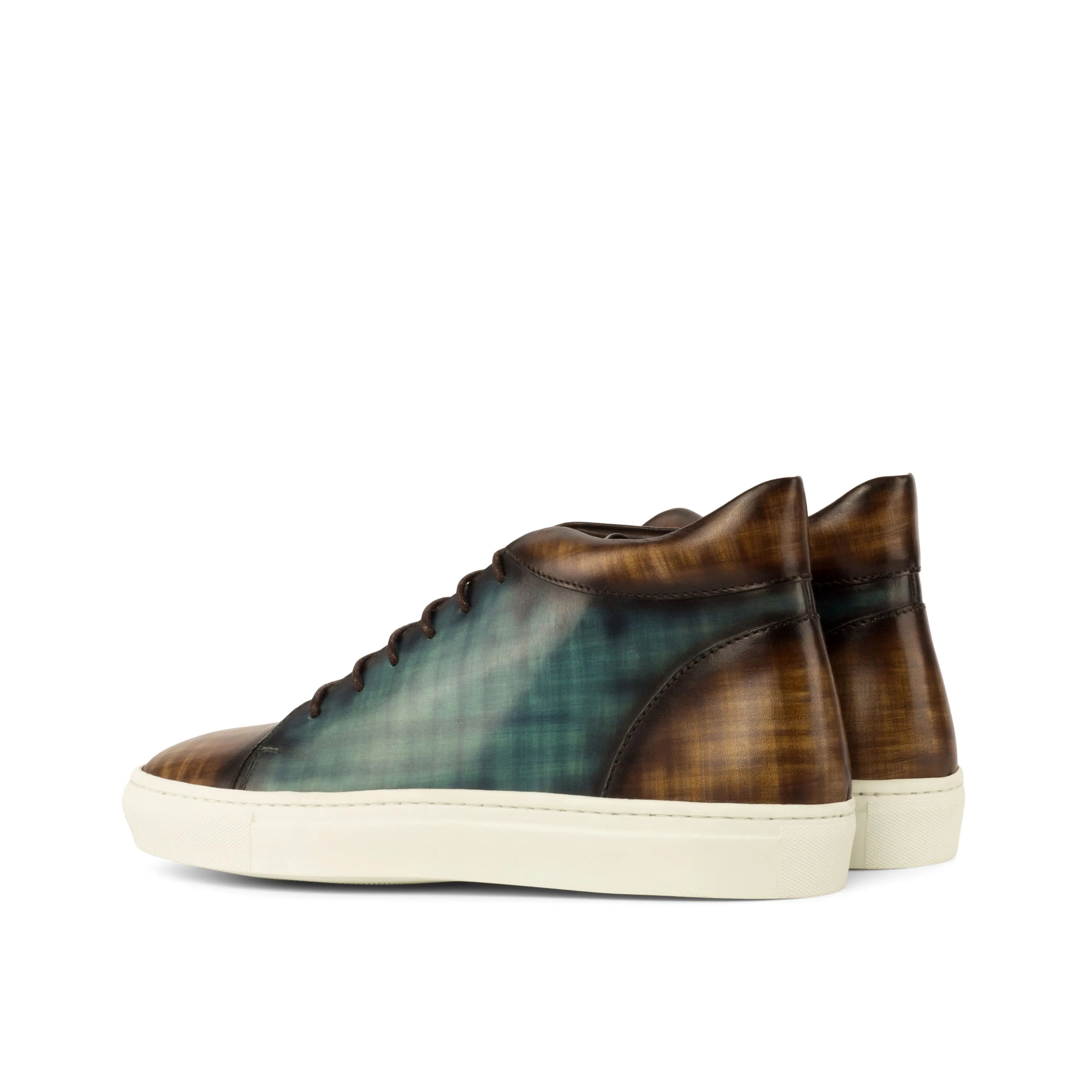 Leather high-top sneakers featuring Elano Patina design for stylish, comfortable wear