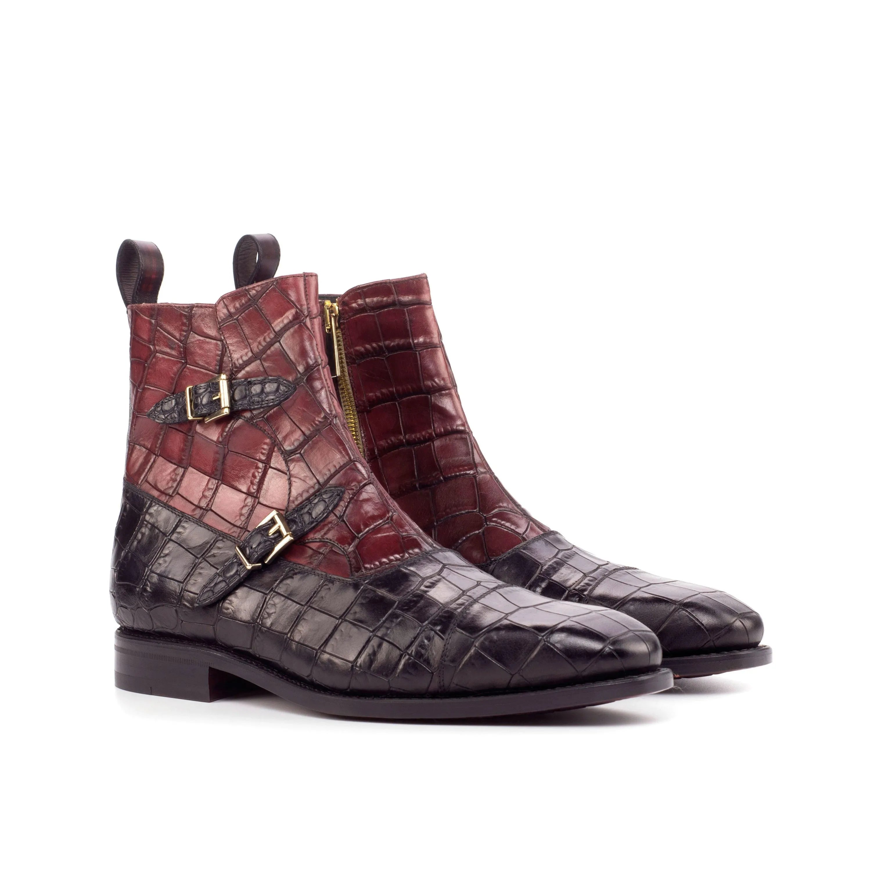 Two-tone crocodile leather ankle boots from Eldo Octavian Patina collection