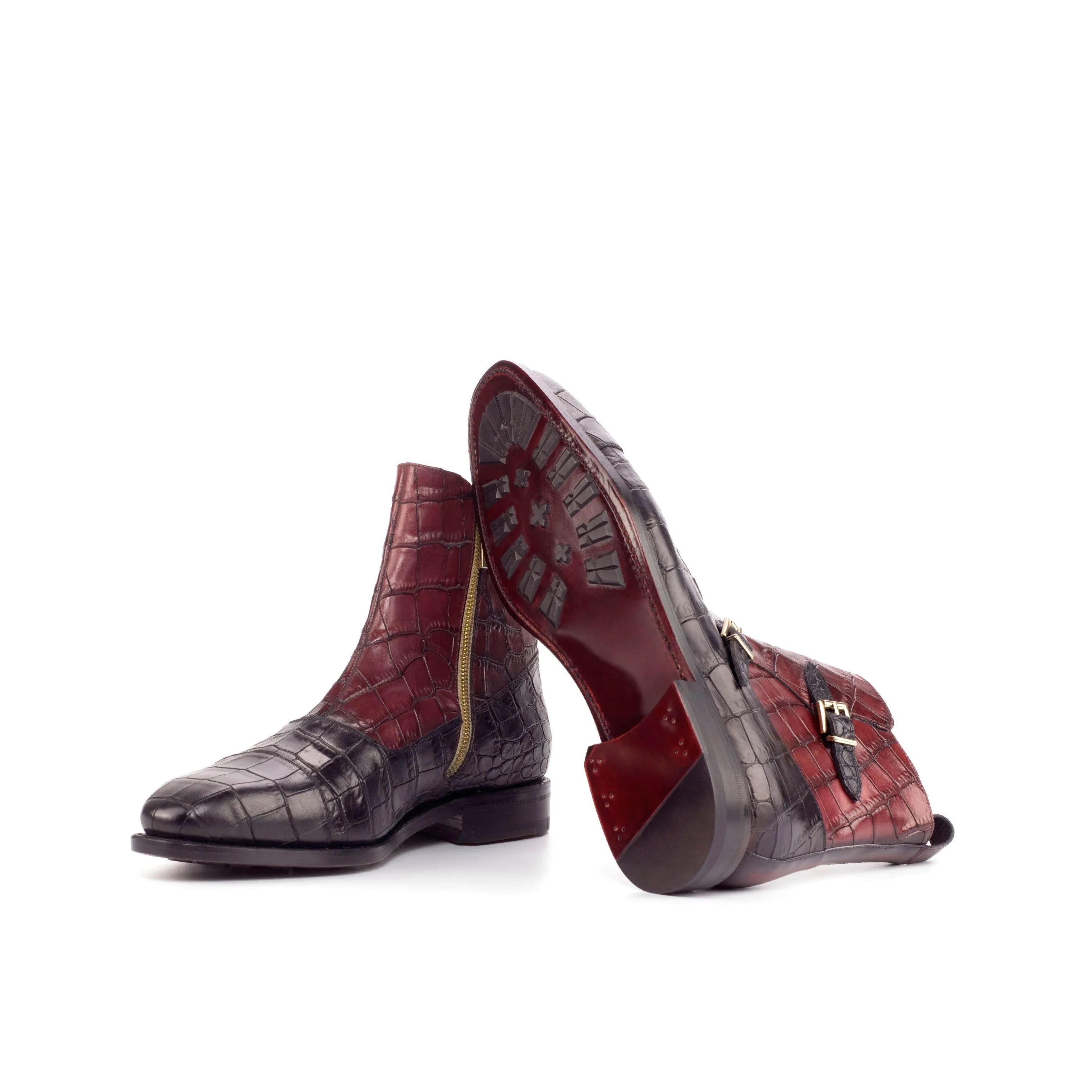 Eldo Octavian Patina boots featuring two-toned painted croco leather pattern