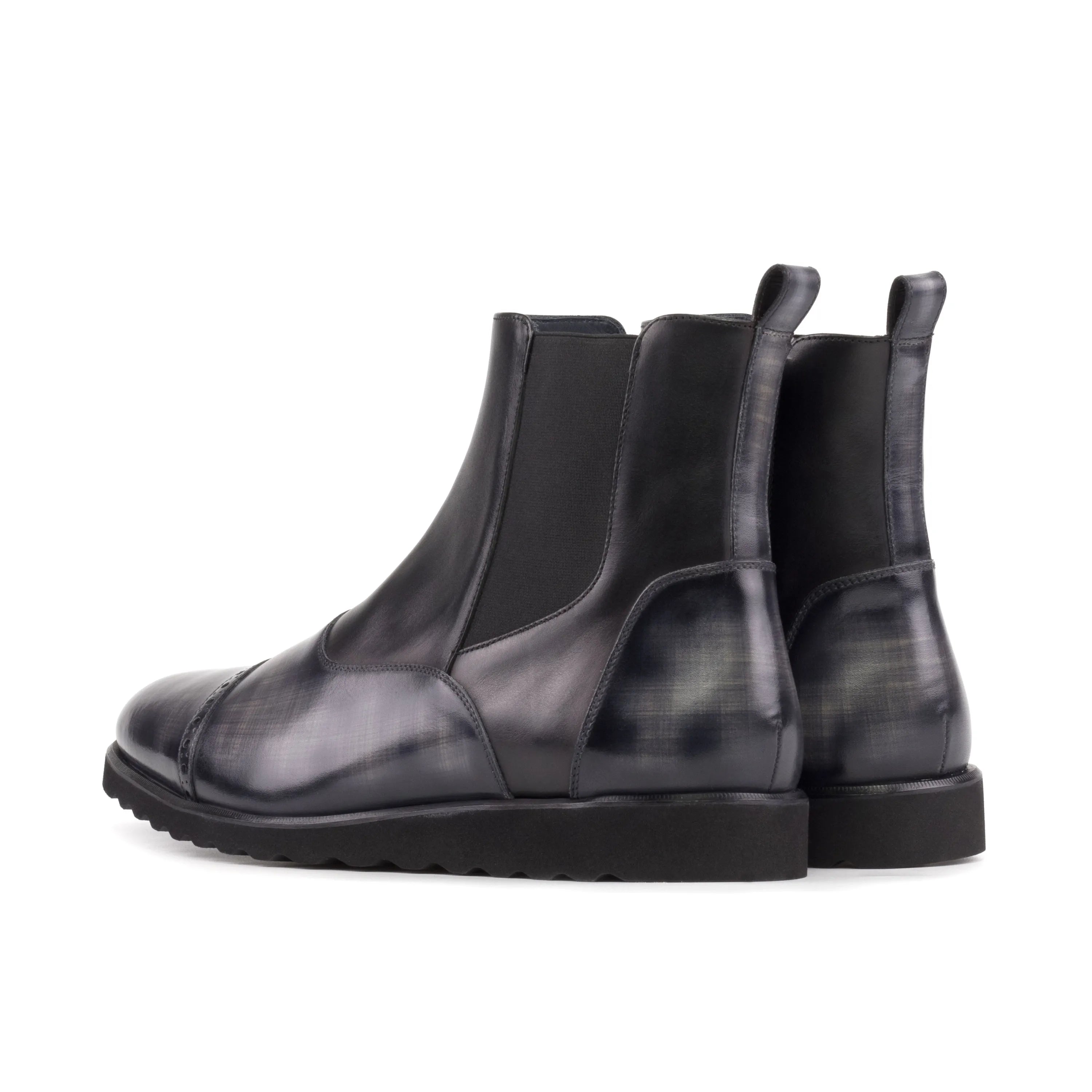 Gray leather Elysian Patina Chelsea Boots featuring a modern and stylish design
