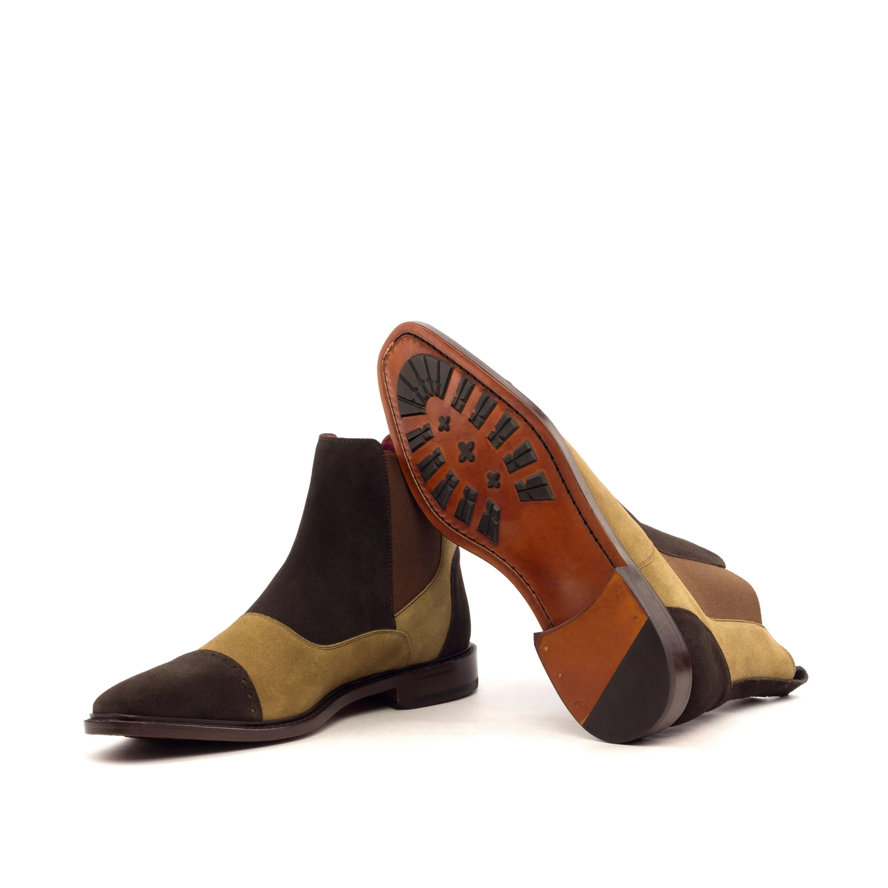 Two-toned leather Emperor Chelsea Suede Boot showcasing elegant design and craftsmanship