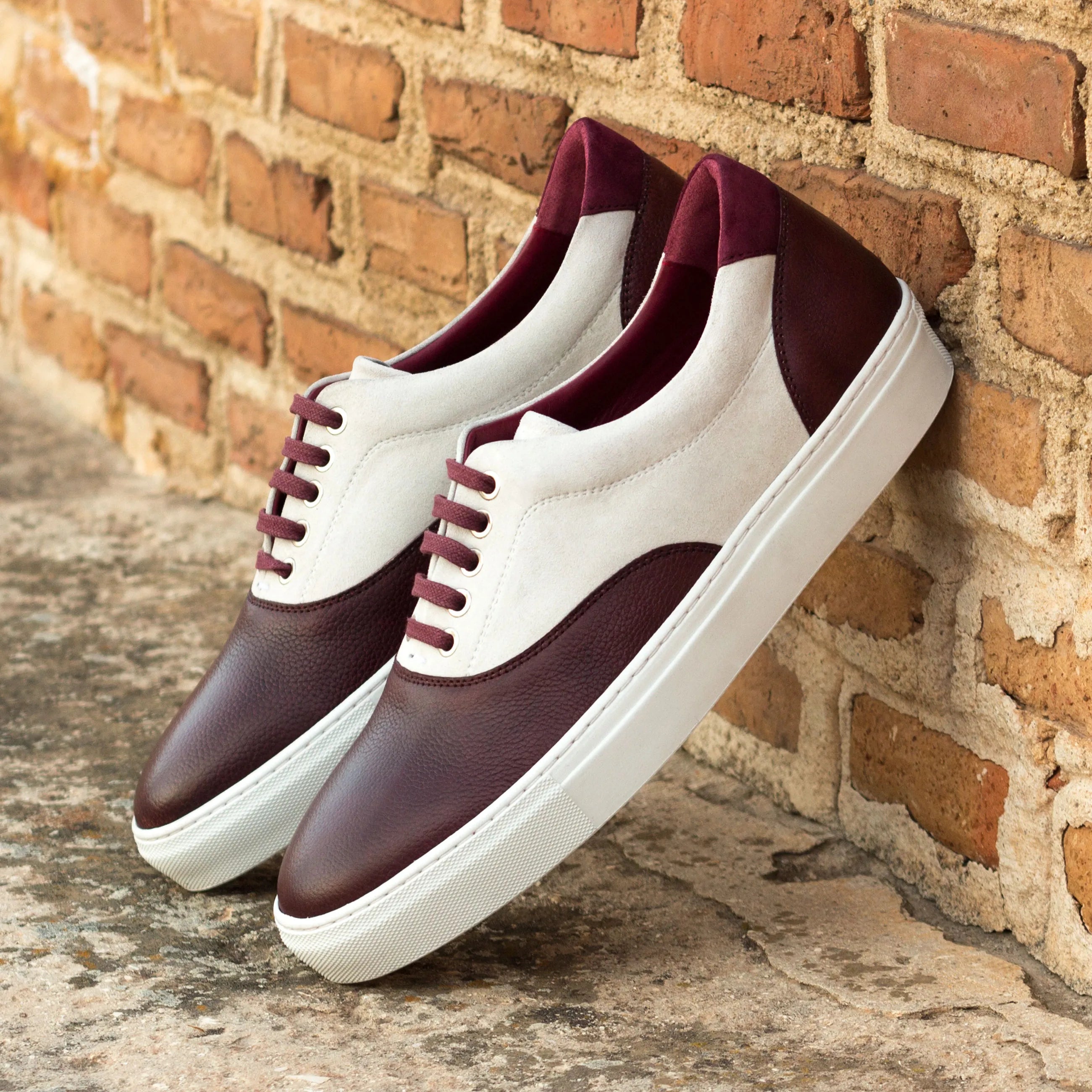 Two-tone leather Erasmus Top Sider Sneakers, stylish cupsole trainer for casual wear