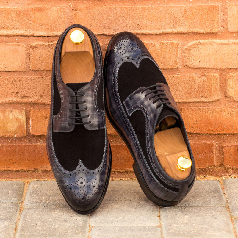 Two-toned Wingtip Dress Shoes - Faizel Longwing Patina Blucher in elegant design