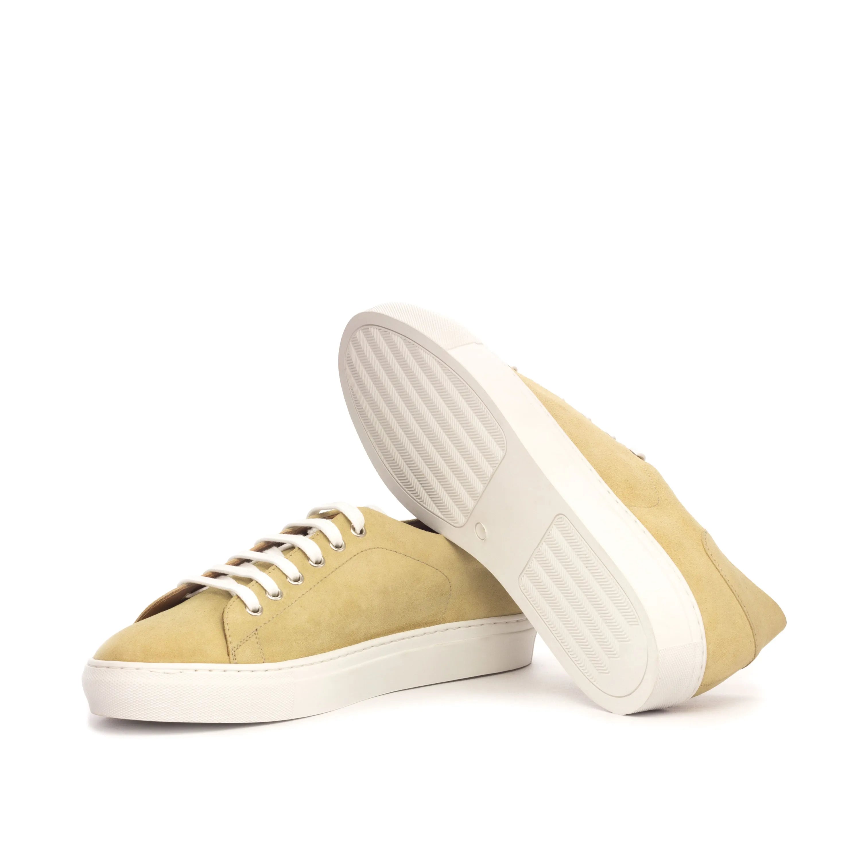 Tan suede Fan Trainer Sneakers II with white soles for stylish comfort and versatility