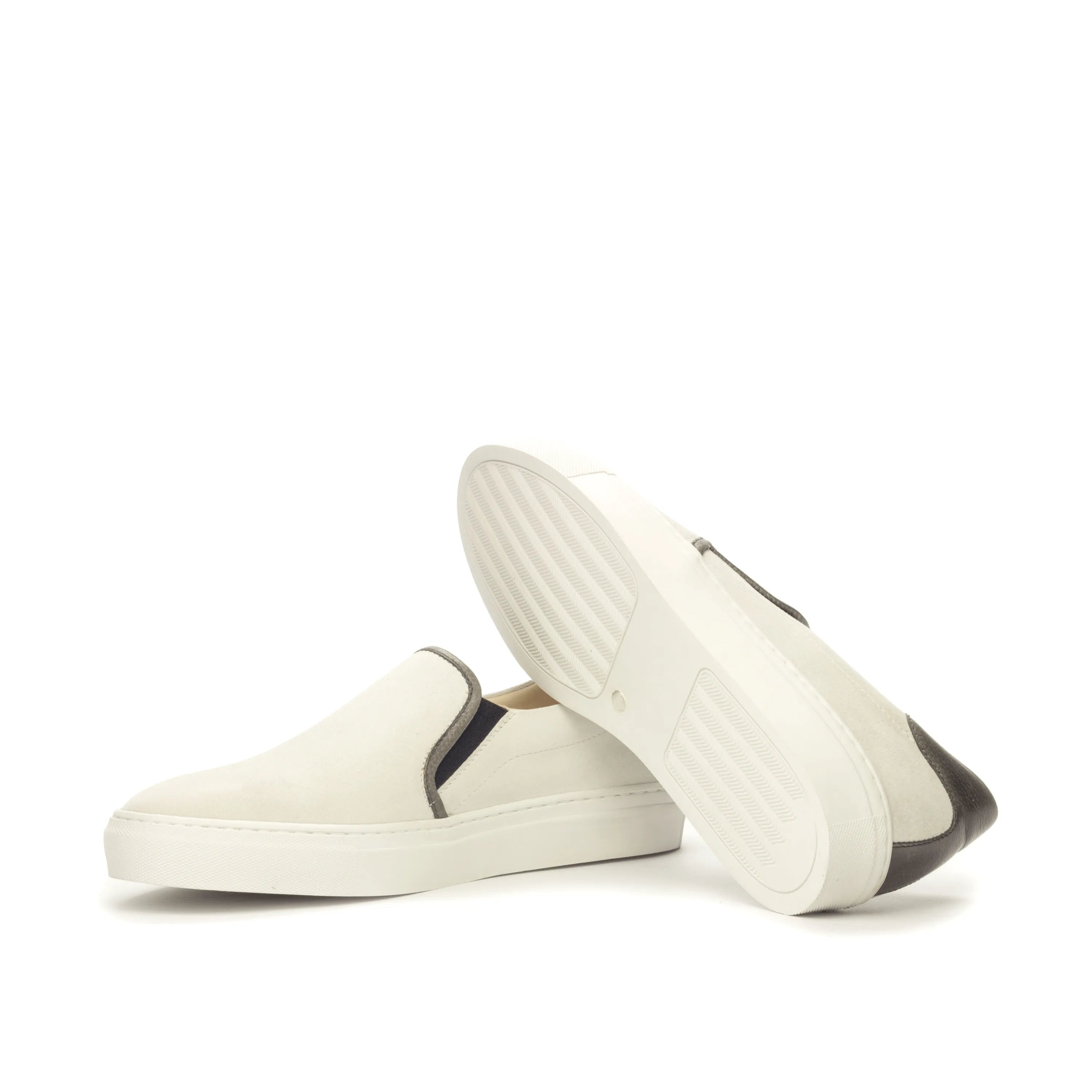 White Fernan slip-on sneakers, luxury bespoke shoes for men, perfect for casual wear