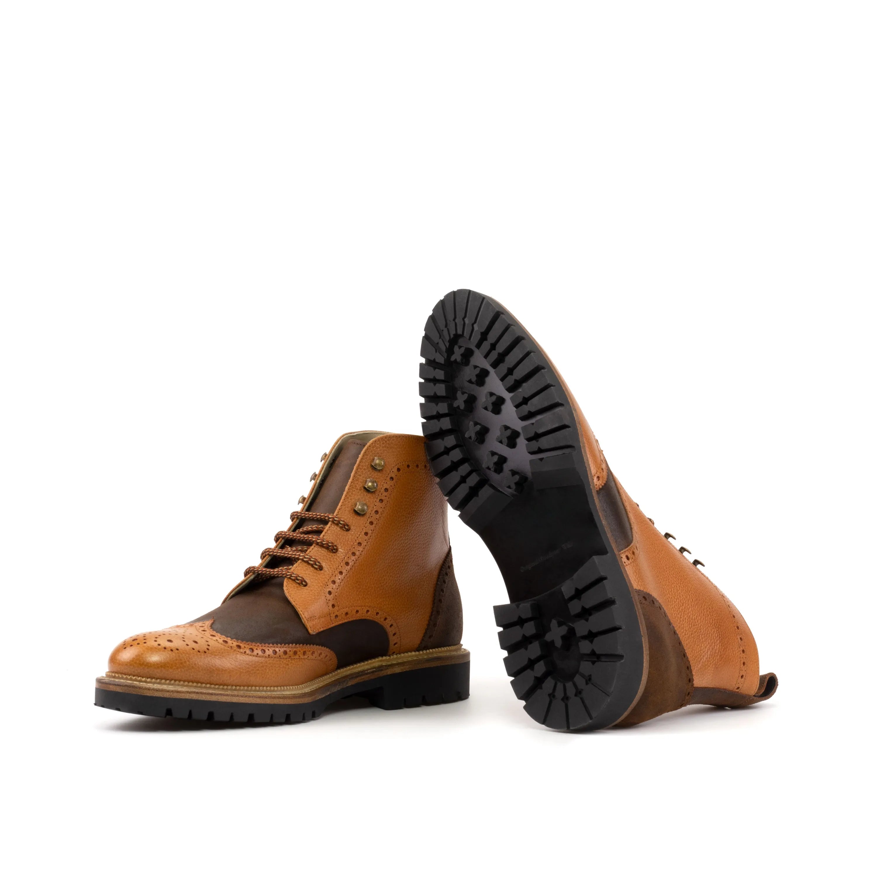 Two-tone leather Wingtip Boots from Fidah Military Brogue collection