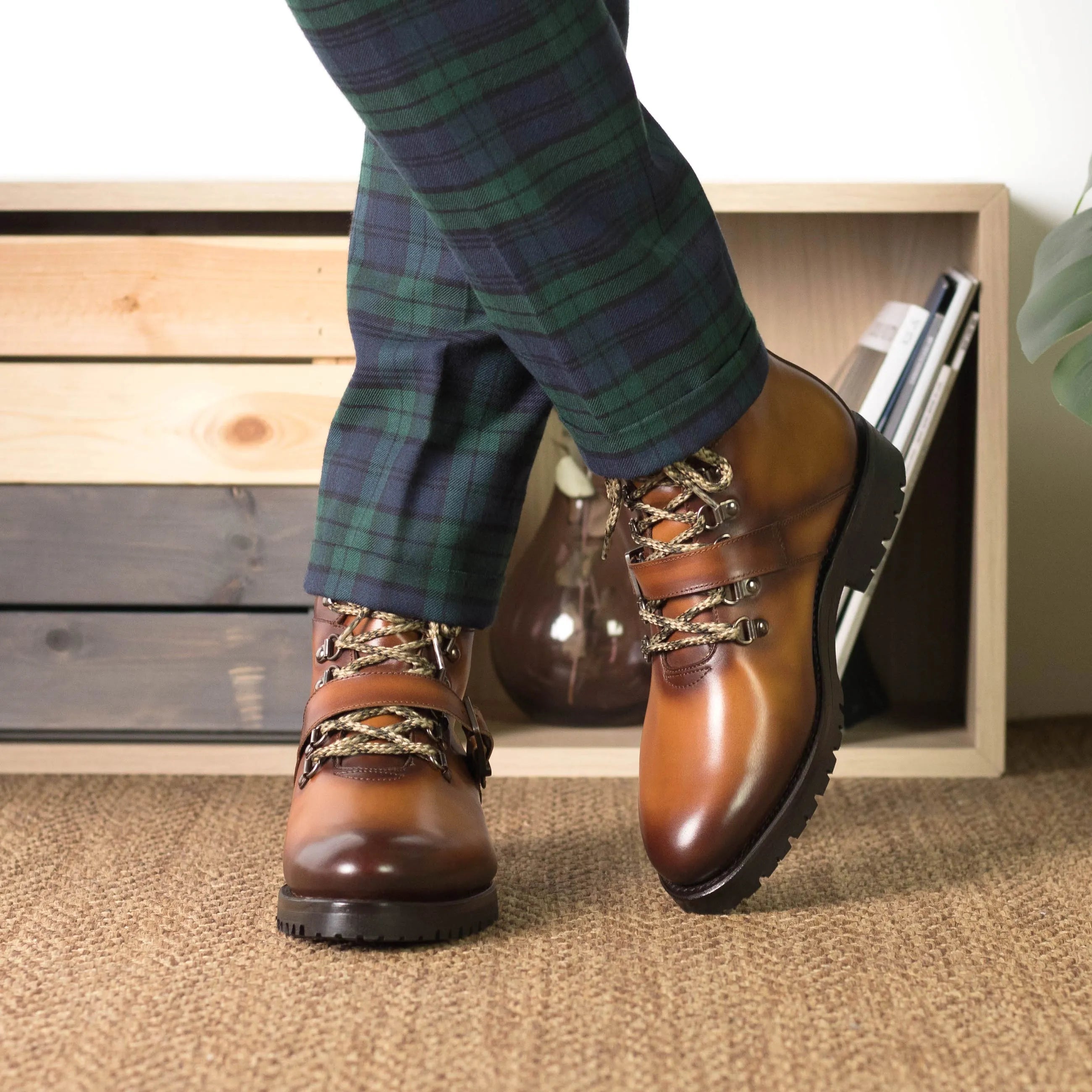 Brown leather Flare Hiking Boots designed for durability and comfort on rugged trails