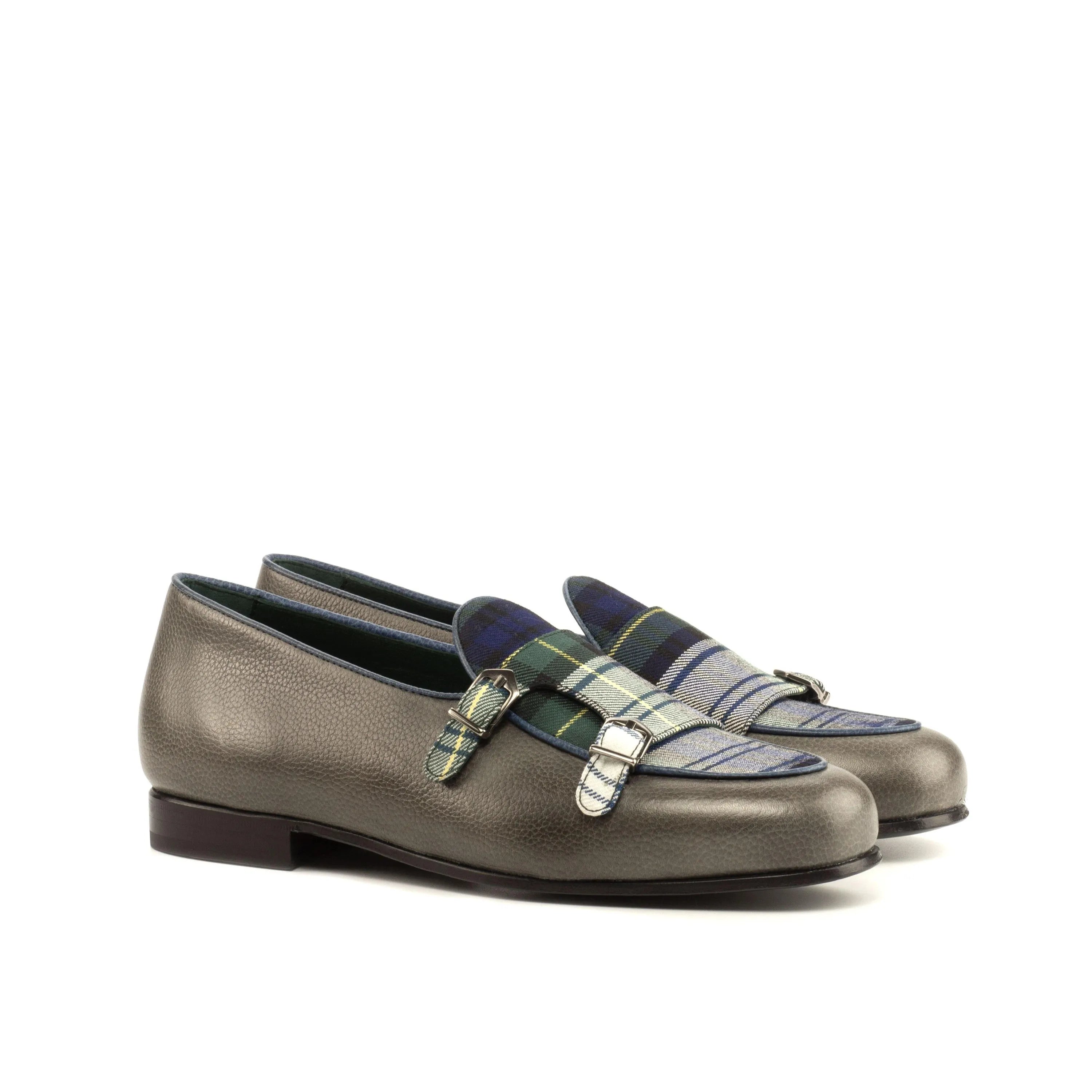Gray leather monk strap loafers from the Forest Monk Slipper II collection