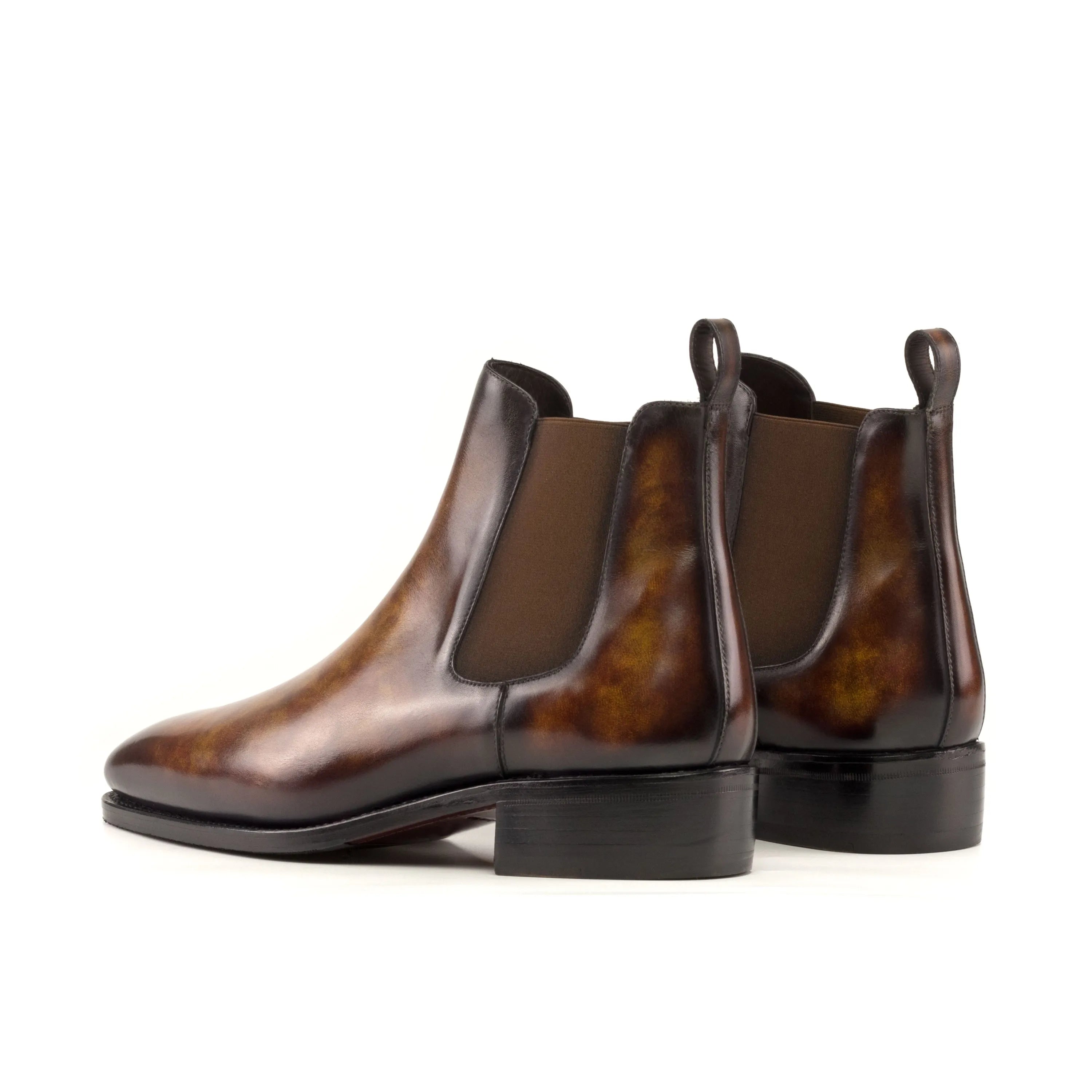 Brown leather Francesco Patina Chelsea boots for a stylish and sophisticated look
