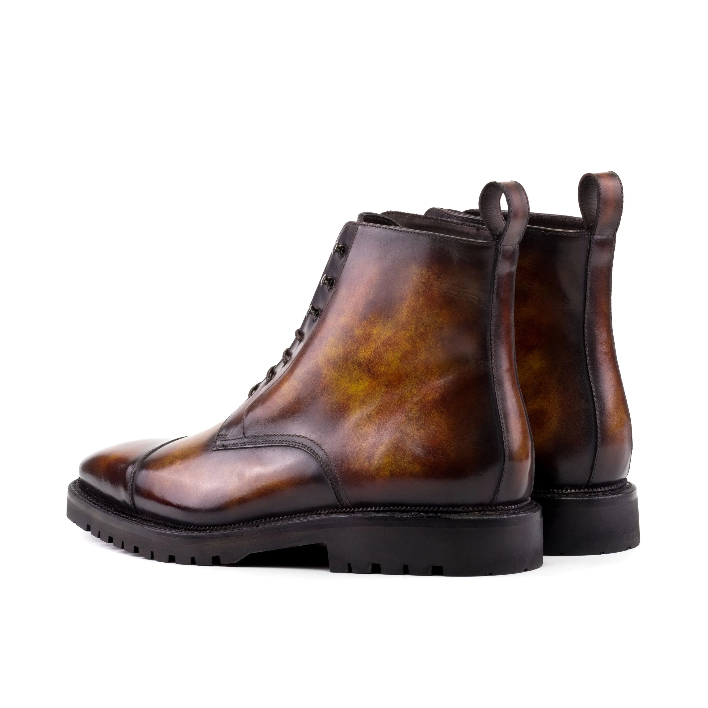 Brown leather lace-up Frankoz Patina Jumper Boots with a stylish patina finish