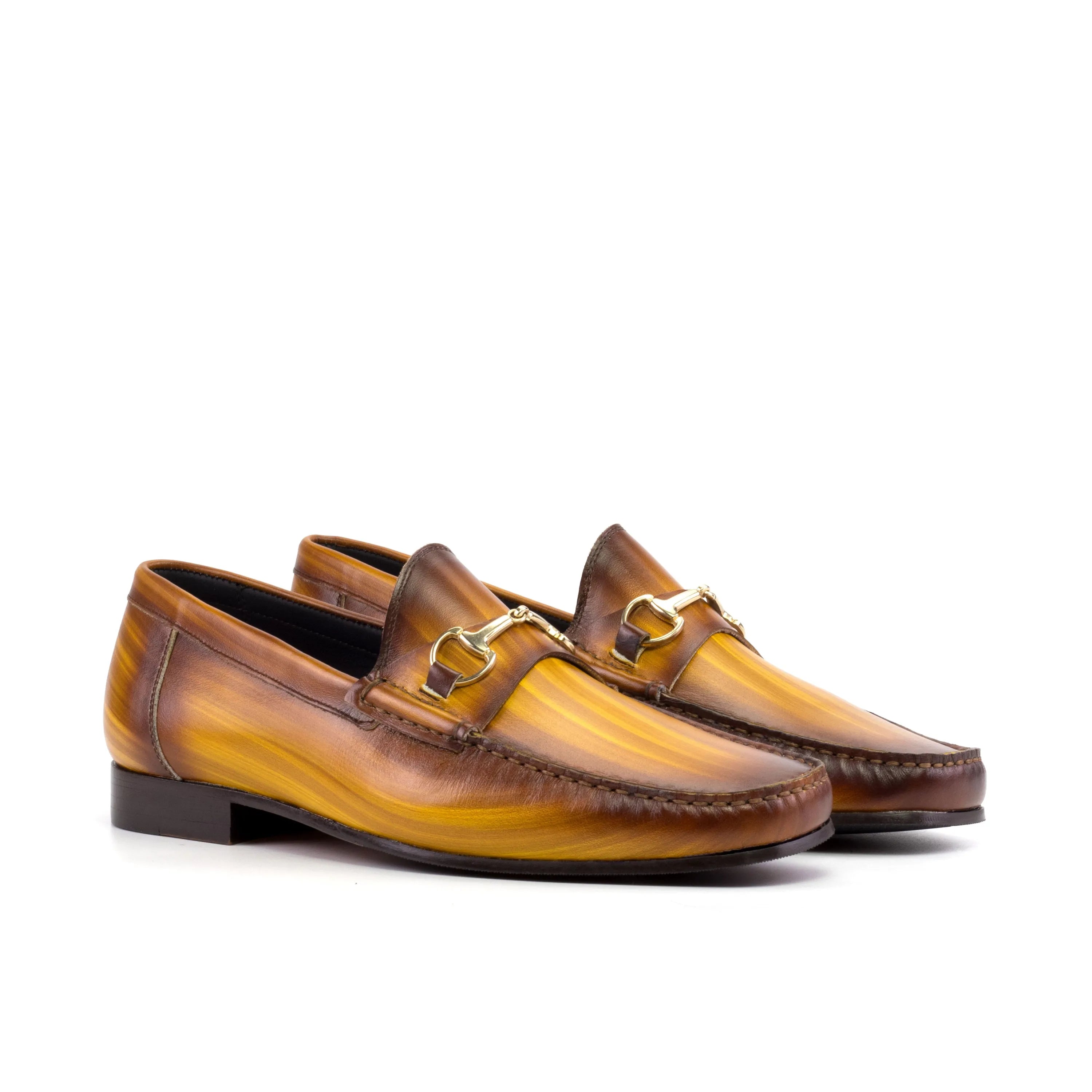 Brown leather horsebit loafers from the Garanti Patina Moccasin collection