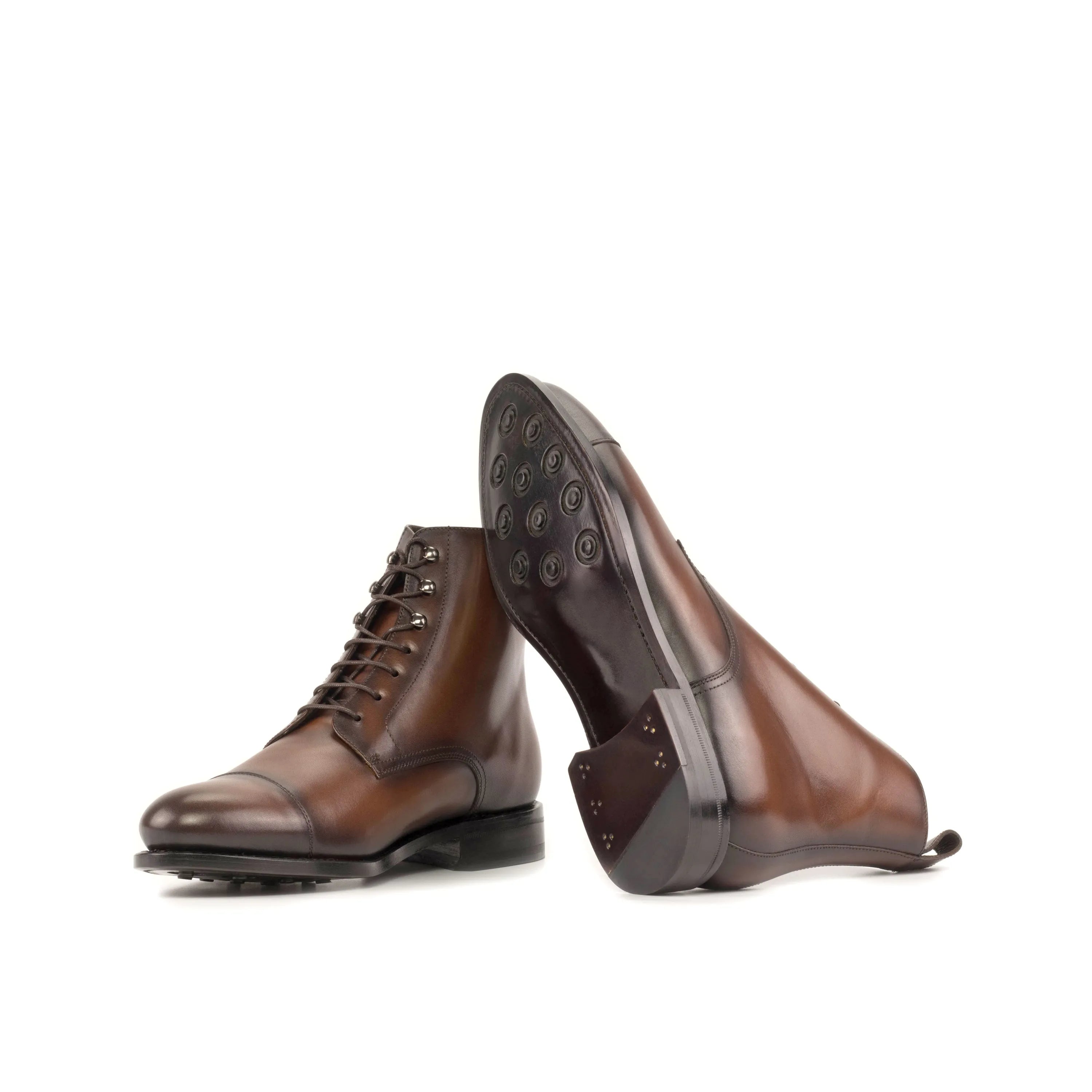 Brown leather lace-up Garza Jumper Boots for a stylish fast lane look in business days