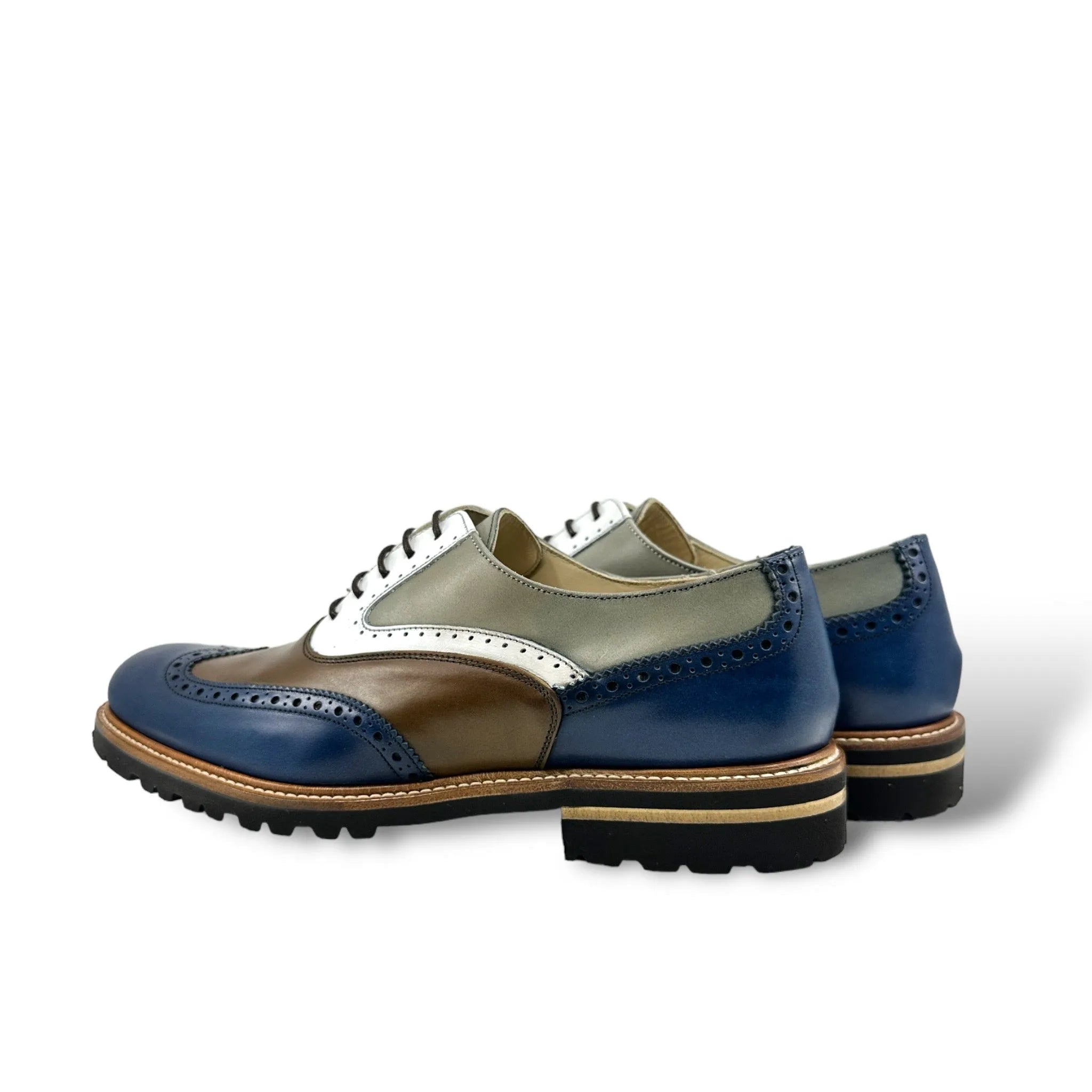 Multi-toned painted Italian calf brogue shoes, Gaya Unisex Full Brogue Shoes II