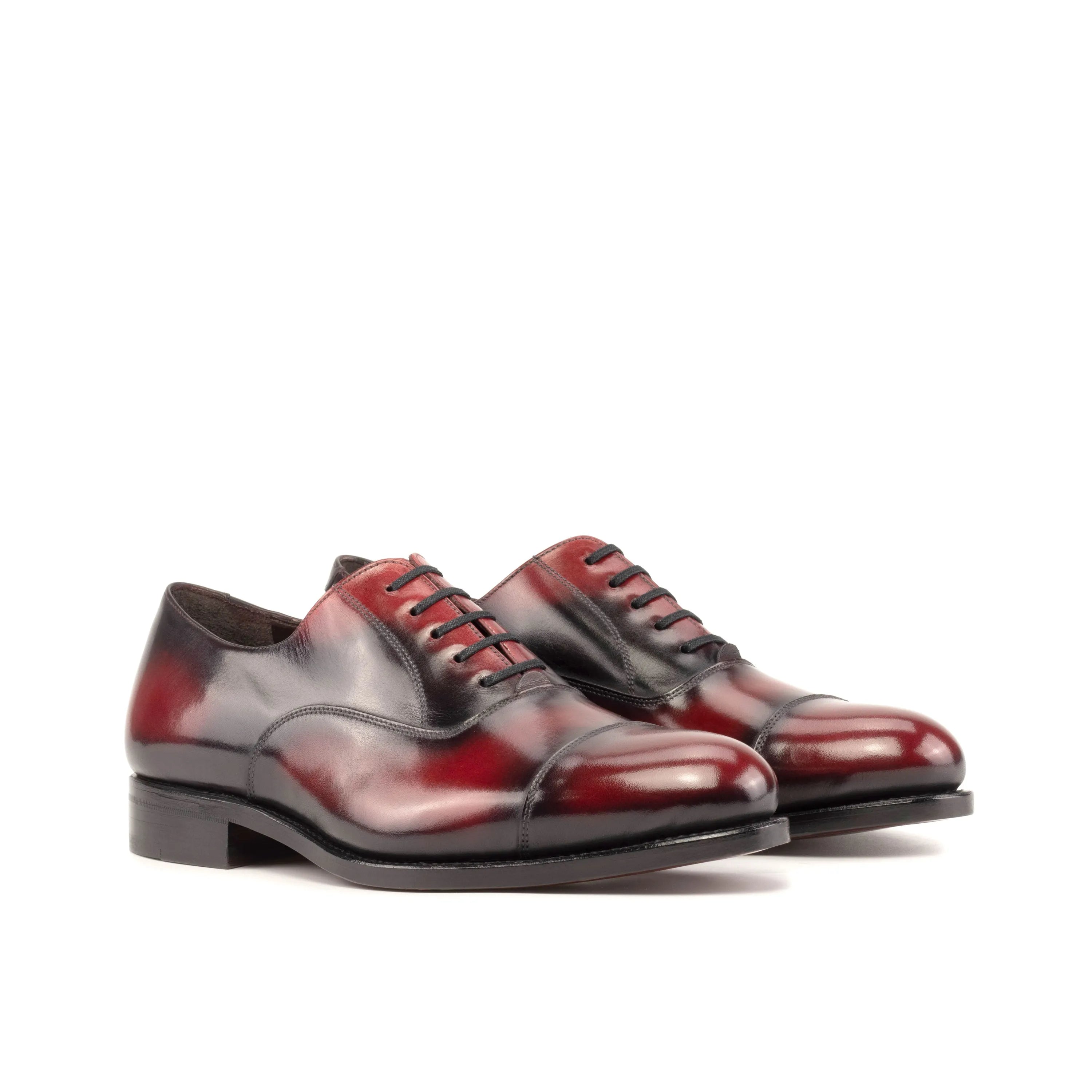 Burgundy Gazi Patina Oxford shoes showcasing exquisite leather craftsmanship