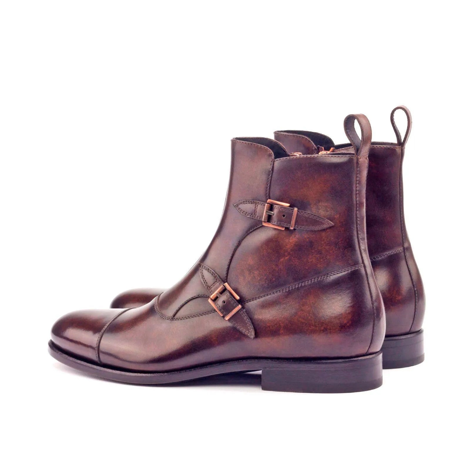 Brown leather monk strap boots, Gem Octavian Patina, perfect for stylish formal wear