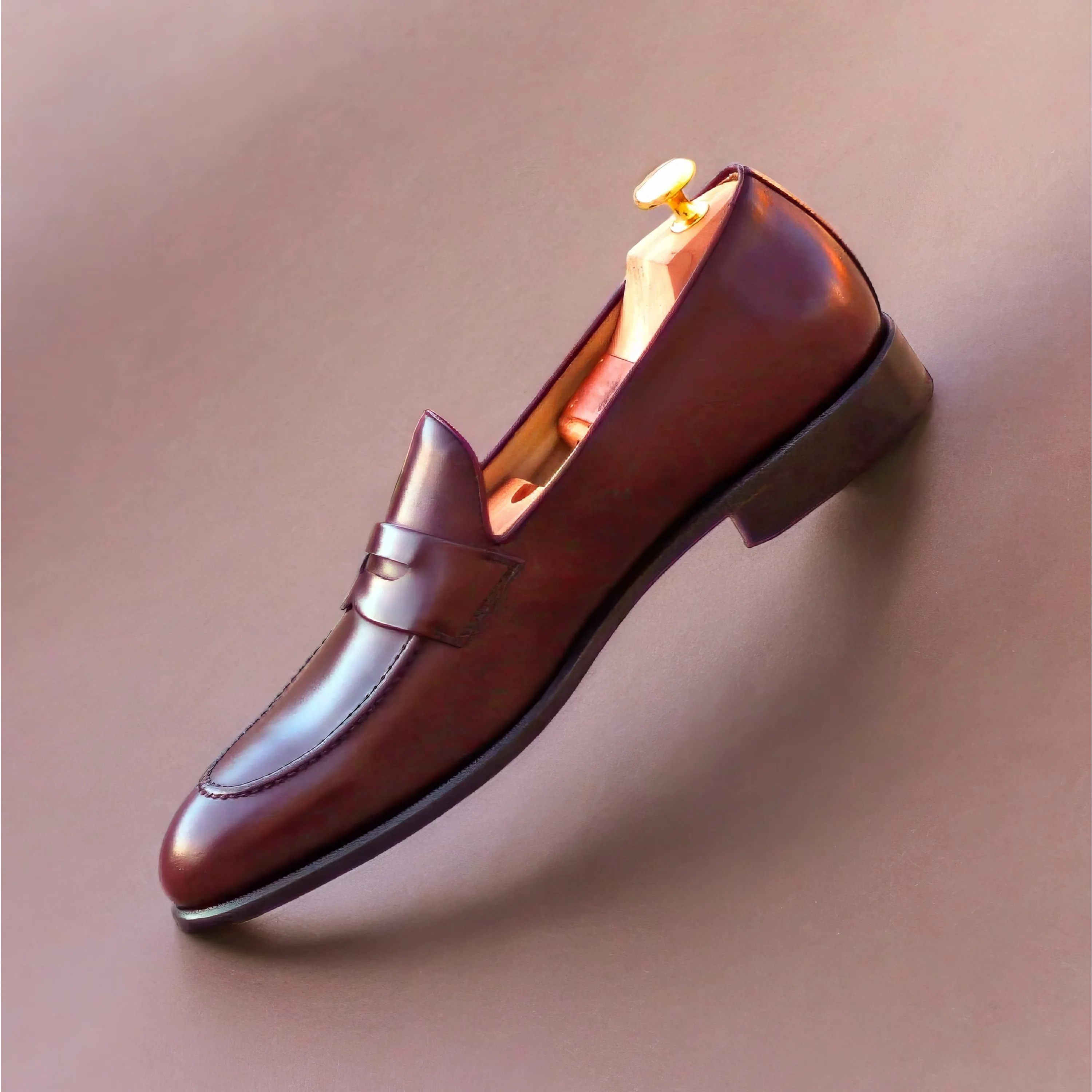 Burgundy leather Gentil Loafers II, ideal luxury bespoke shoes for men