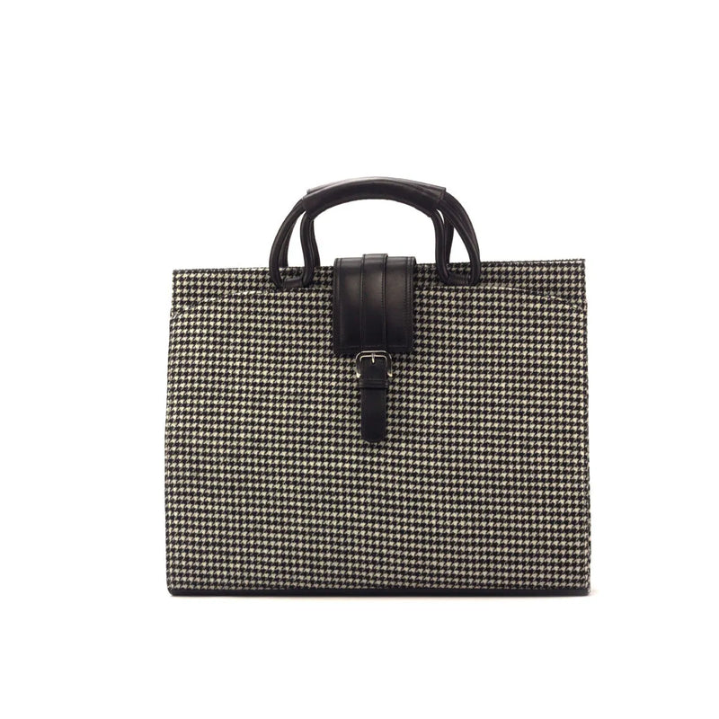 Houndstooth handbag with leather accents in Gentleman Briefcase showcasing unique savoir-faire