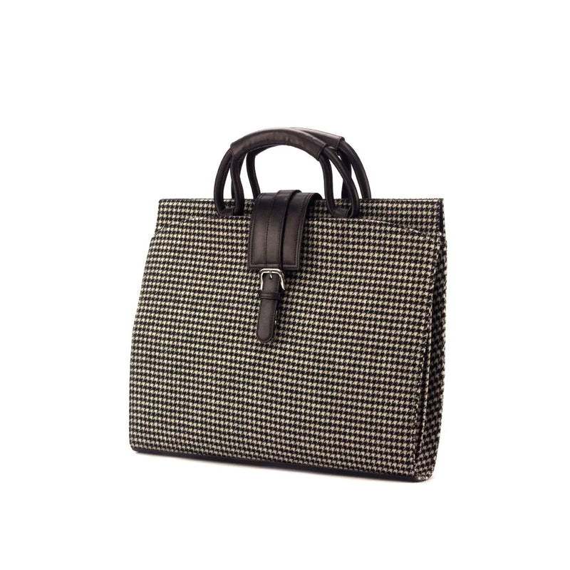 Houndstooth patterned handbag with leather accents for the Gentleman Briefcase collection
