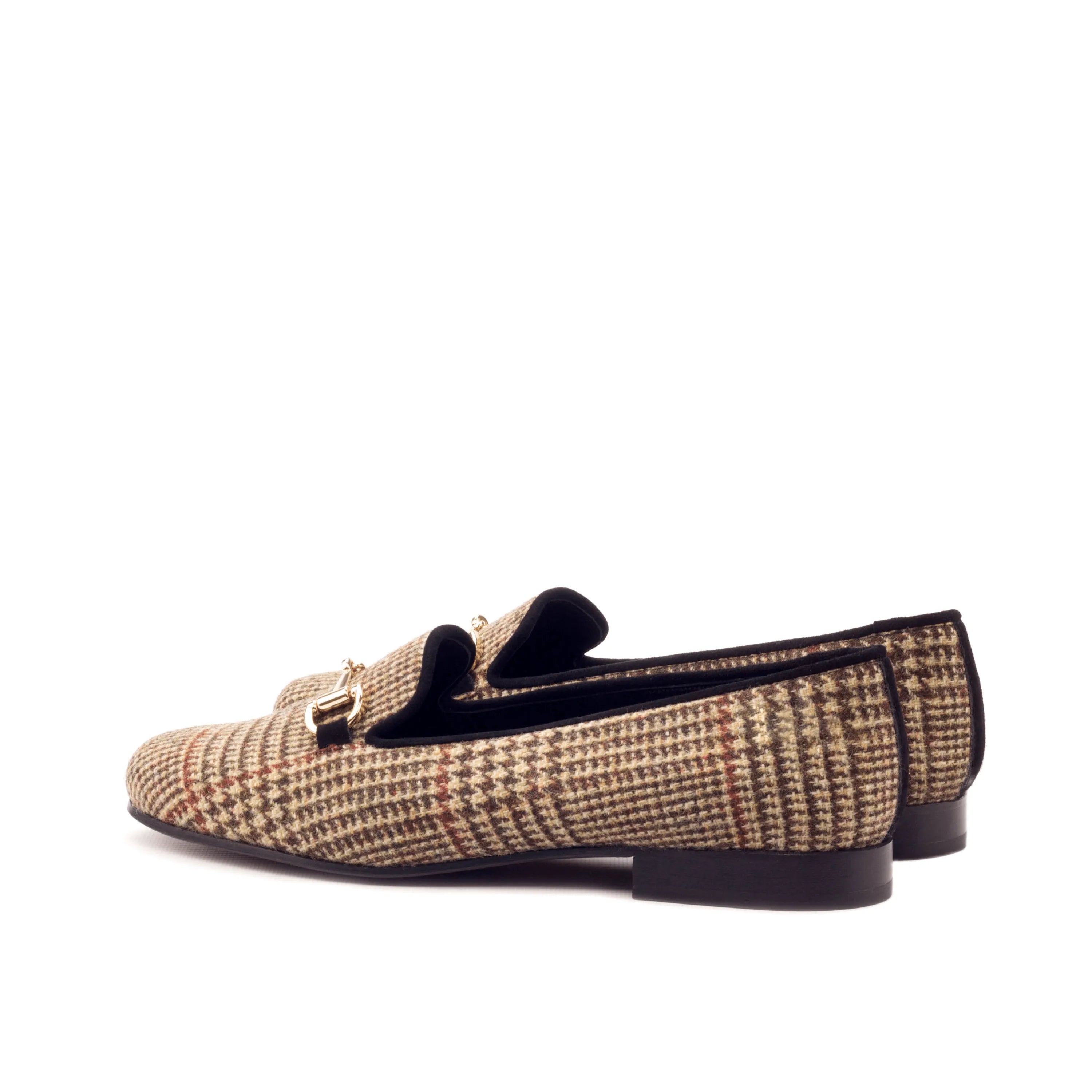 Tweed patterned loafers from Georgia Rose Ladies slipon collection for stylish comfort