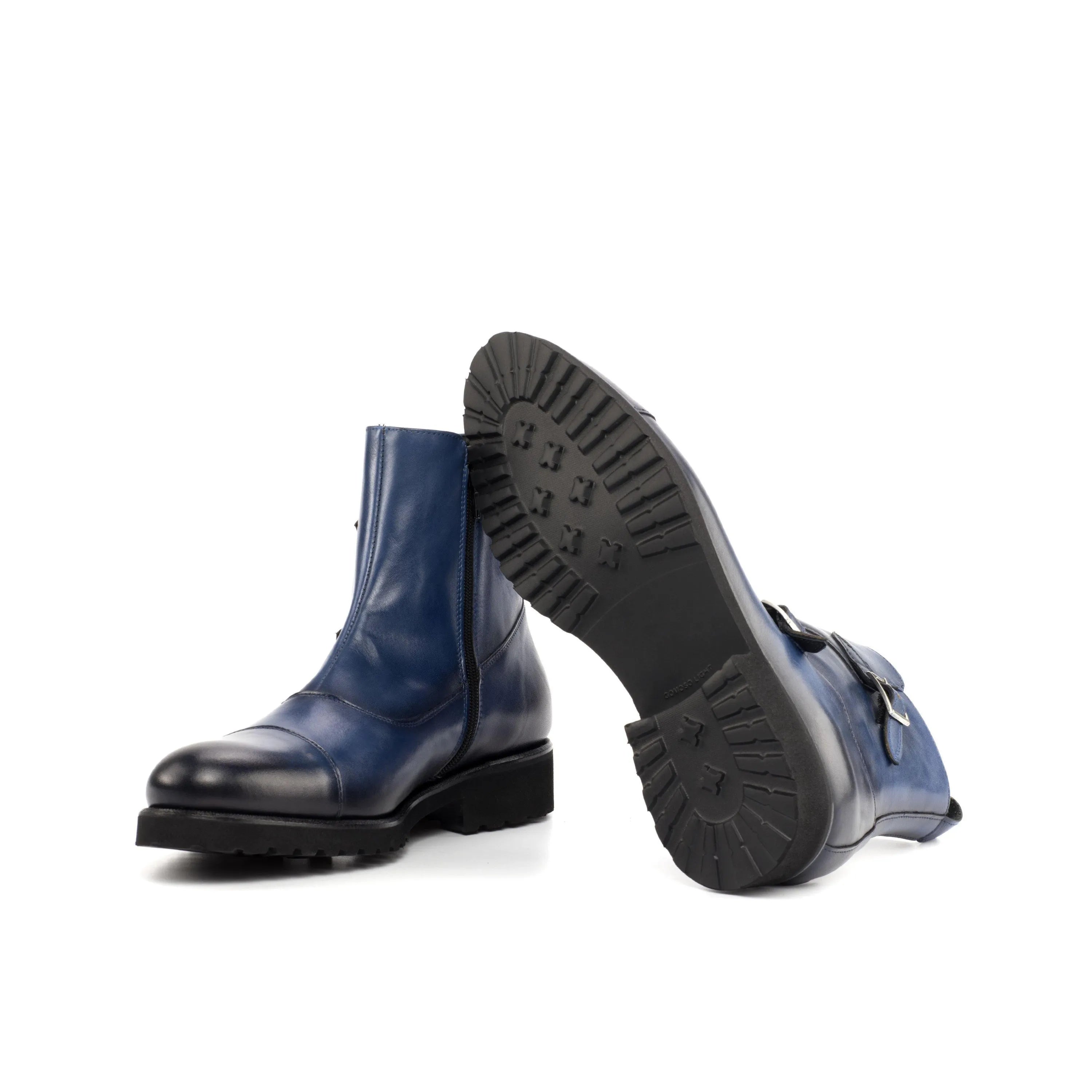 Blue leather ankle boots showcasing Georgino Octavian Boots II style and elegance