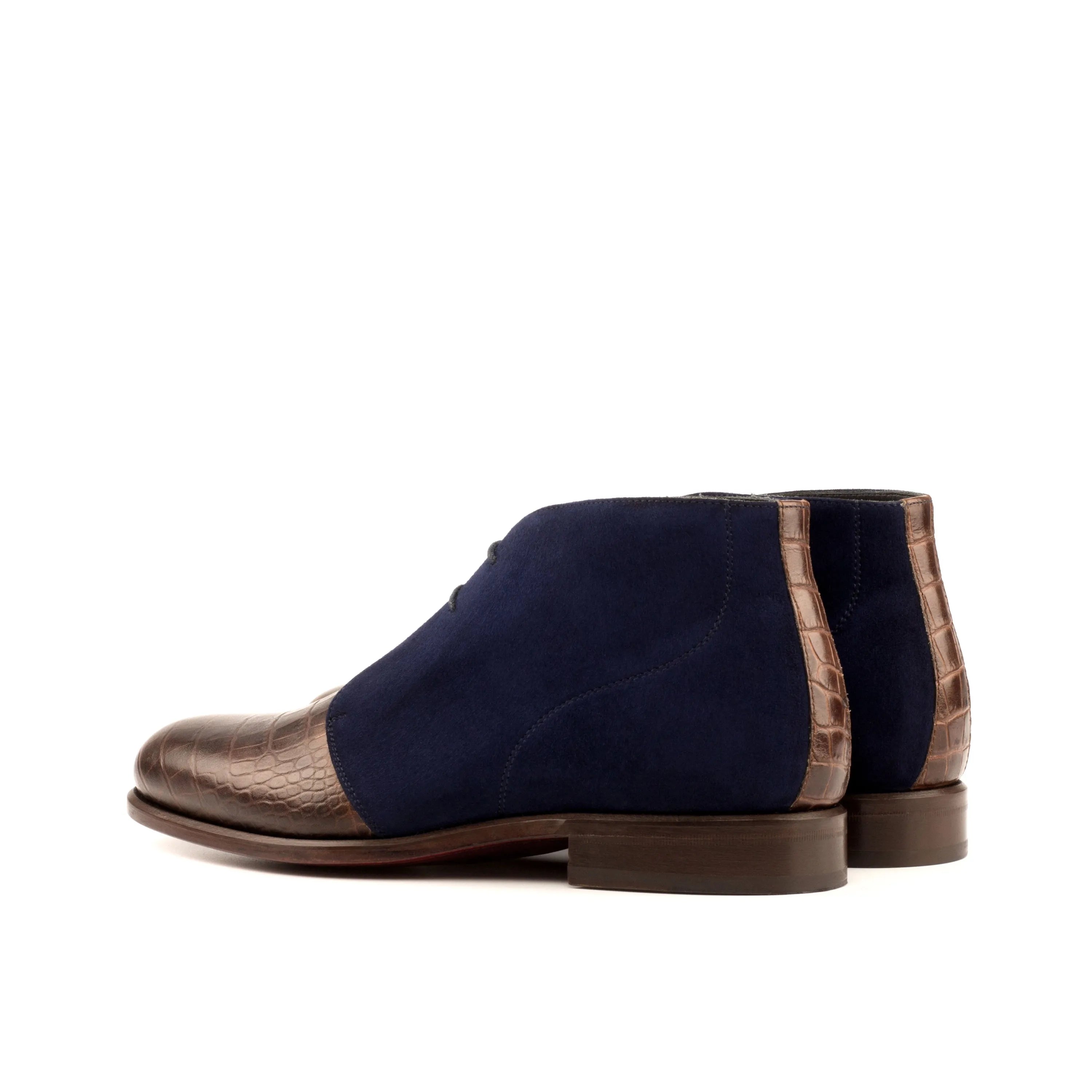 Two-toned leather and suede Geovano Chukka boots for stylish footwear choices