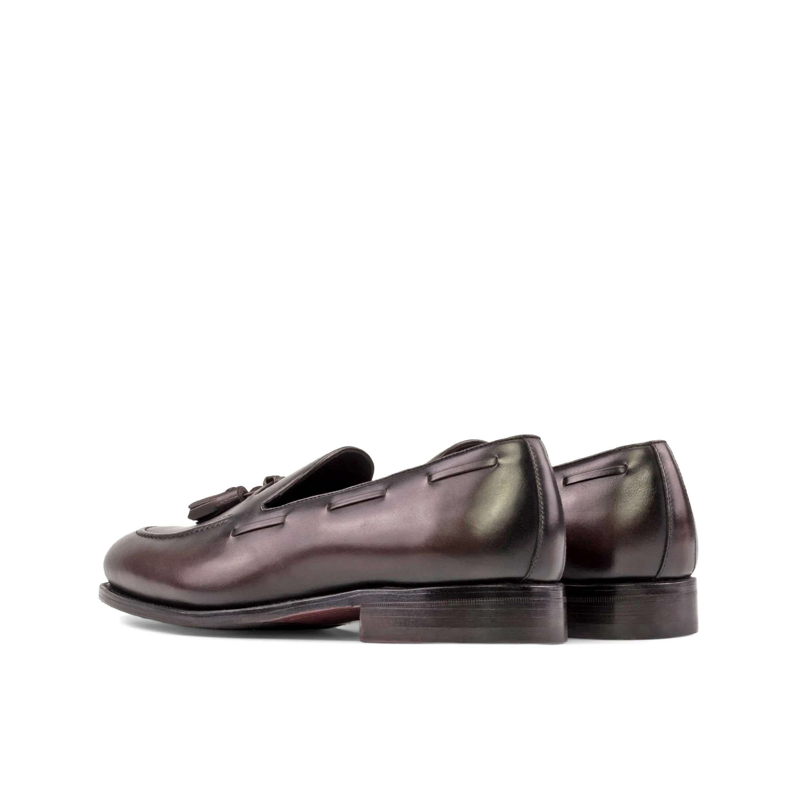 Pair of brown leather tassel loafers from Giosue Loafers available for fast lane delivery