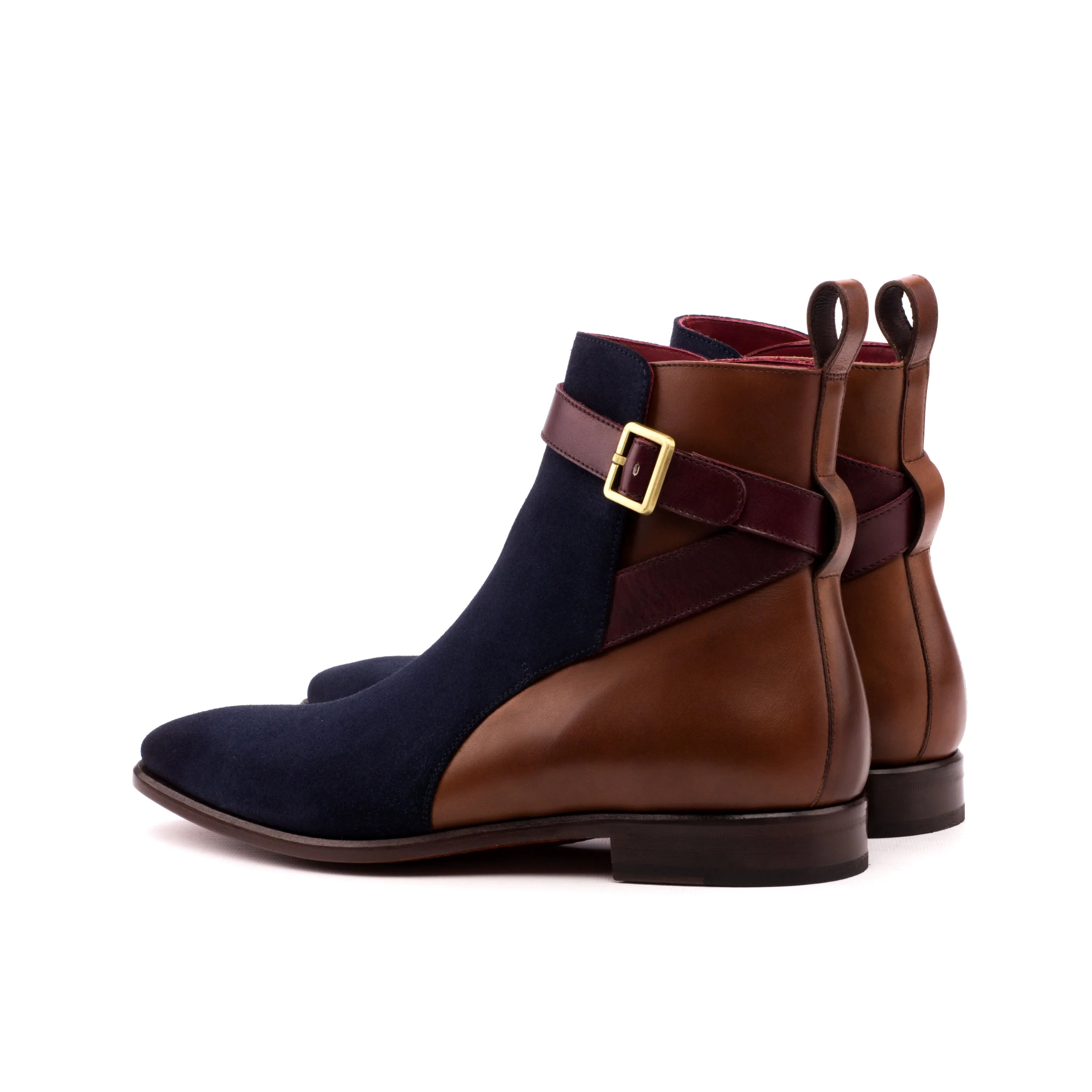 Two-toned leather ankle boots with buckle, showcasing Godio Jodhpur Boots style