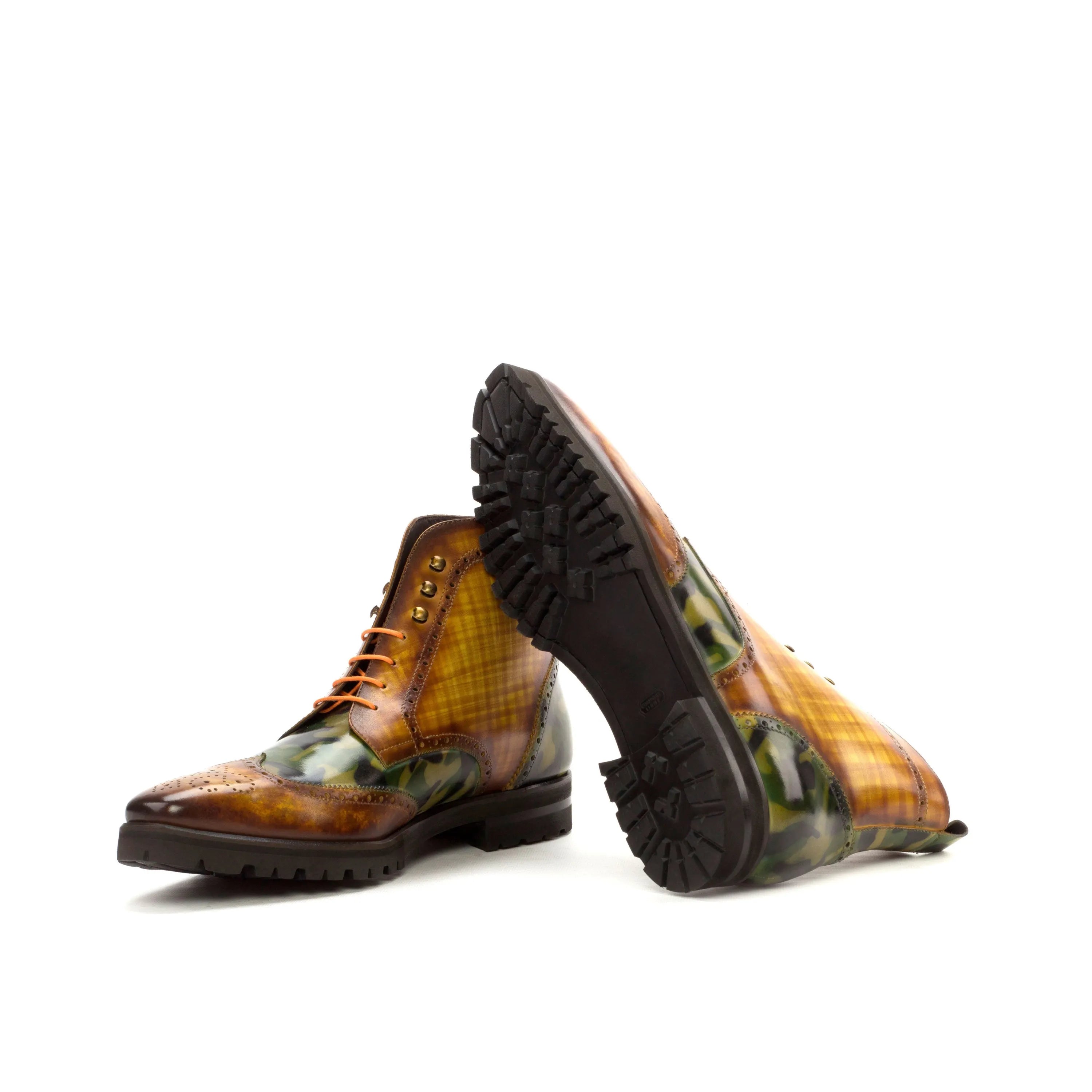 Patterned leather ankle boots from the Goodlife Military Brogue collection
