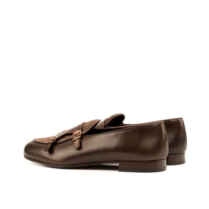 Brown leather double monk strap loafers from Gopor Belgian Monk Slipper II collection