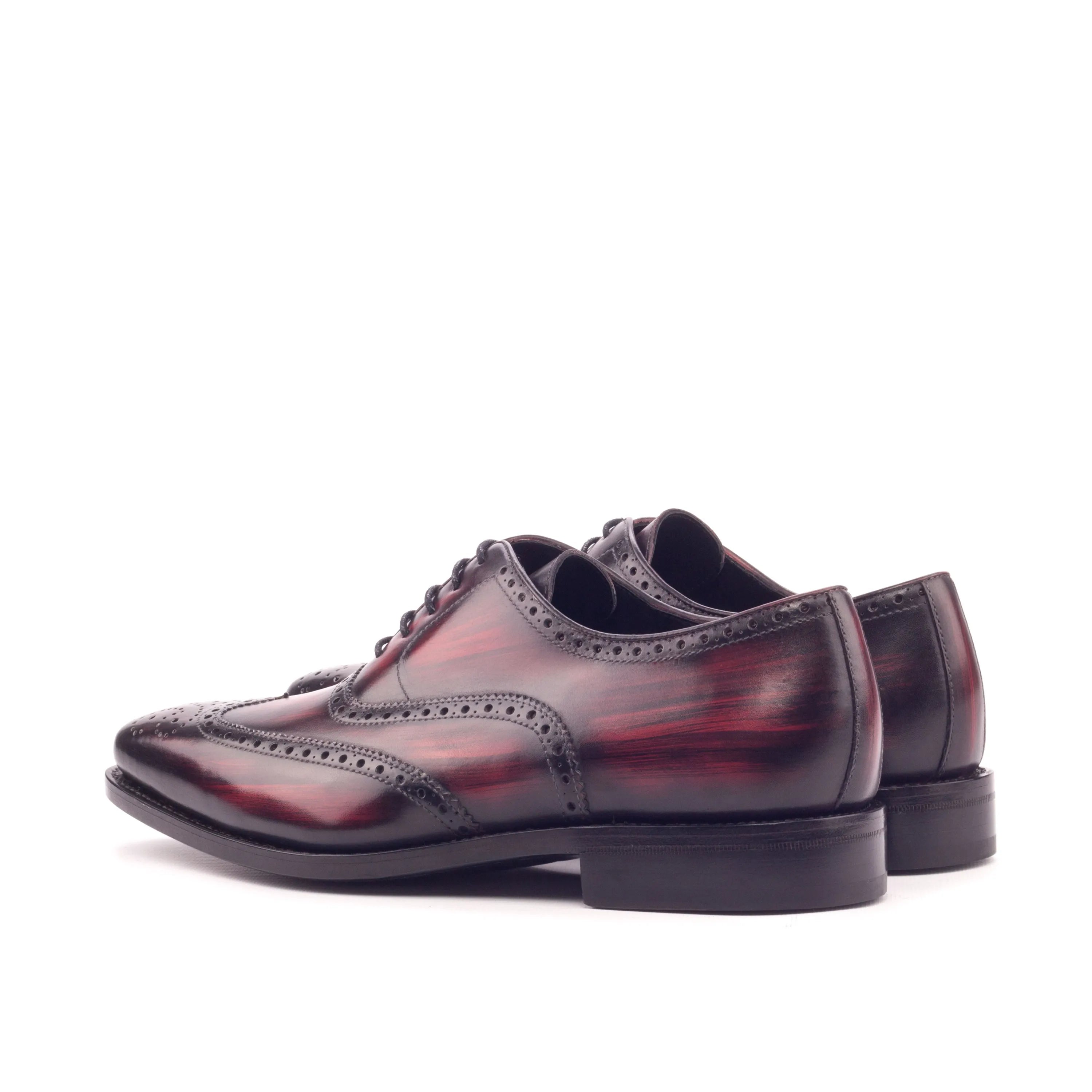 Burgundy leather Wingtip dress shoes, Gordin Patina Longwing Blucher for sophisticated style