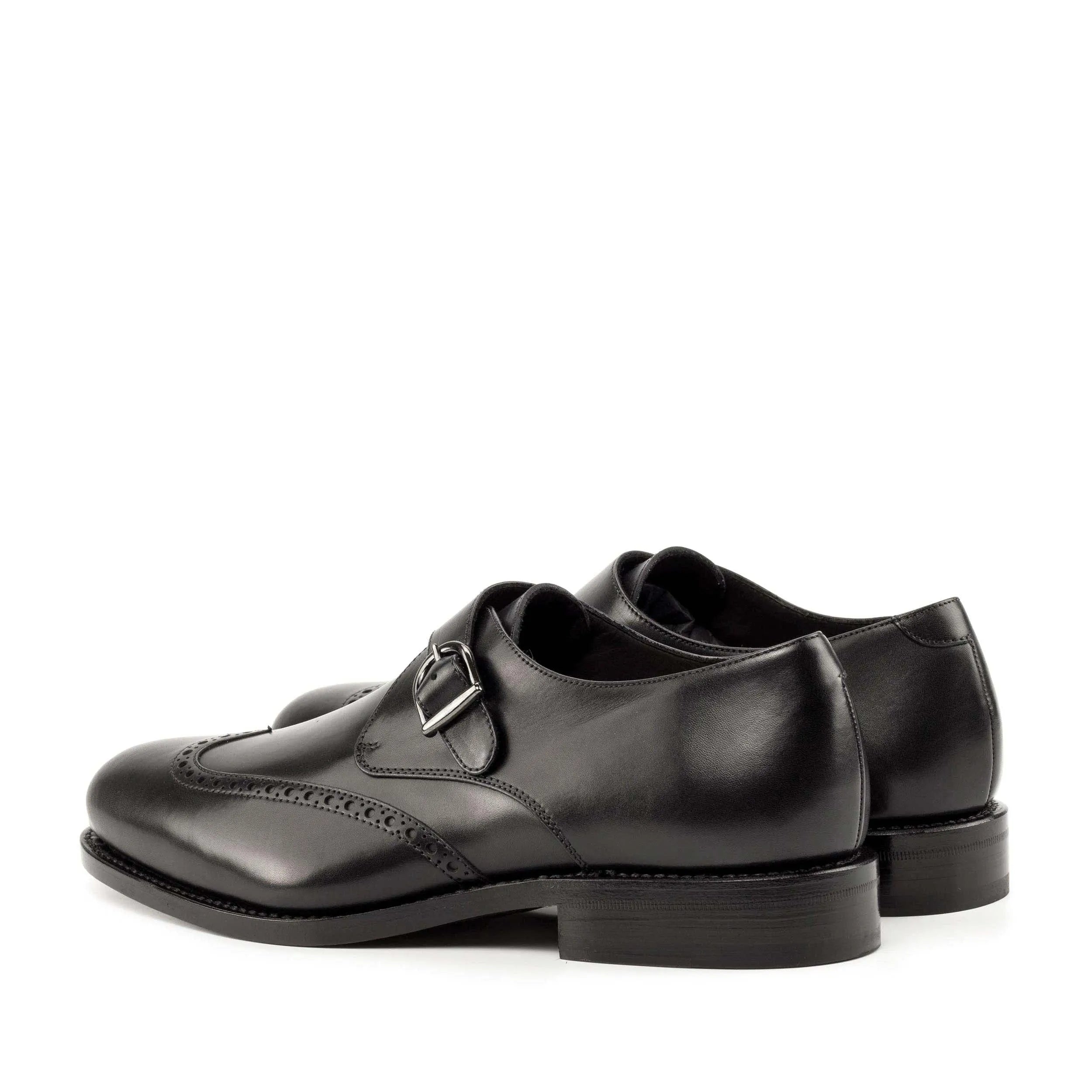 Black leather Gordon Single Monk strap shoes, ideal for stylish business days in the fast lane