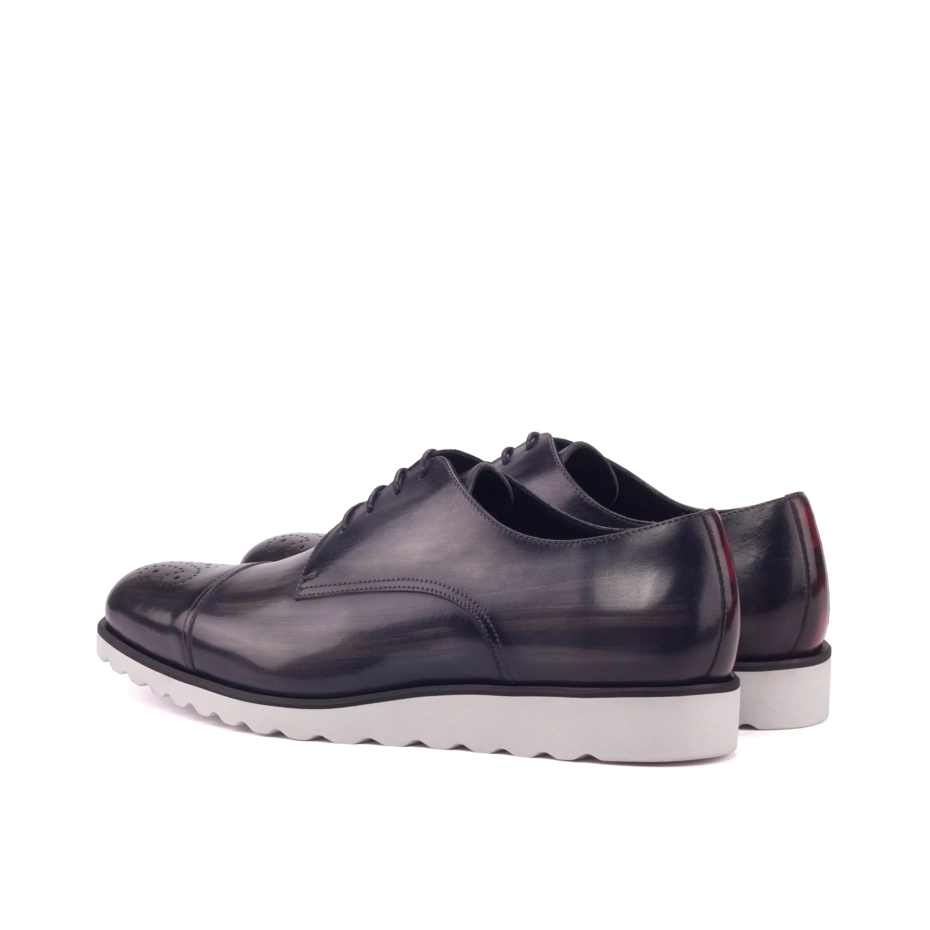 Navy leather Griffith Patina Derby shoes elegantly designed for formal occasions