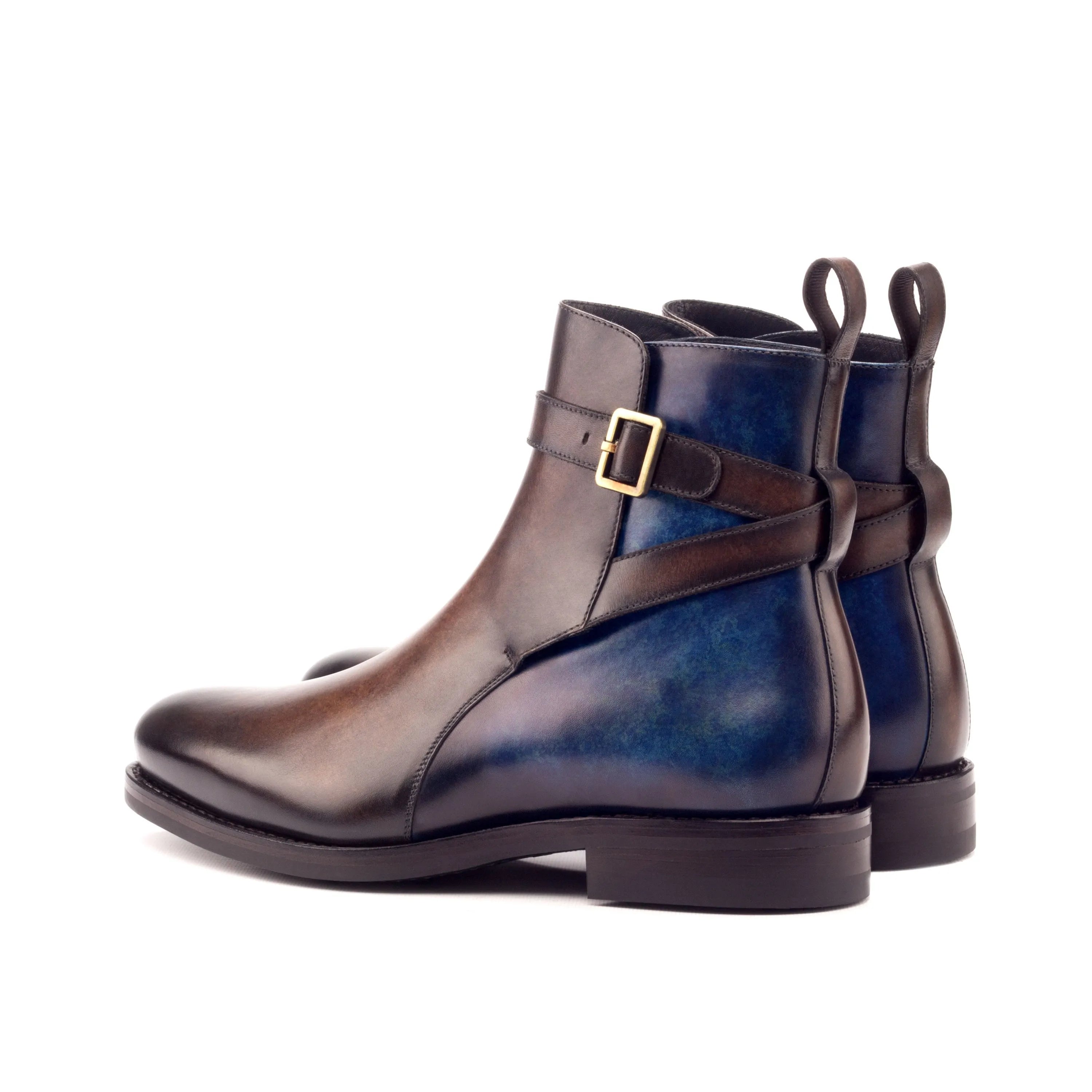 Two-toned leather ankle boots, Haile Jodhpur Patina style, ideal for chic footwear