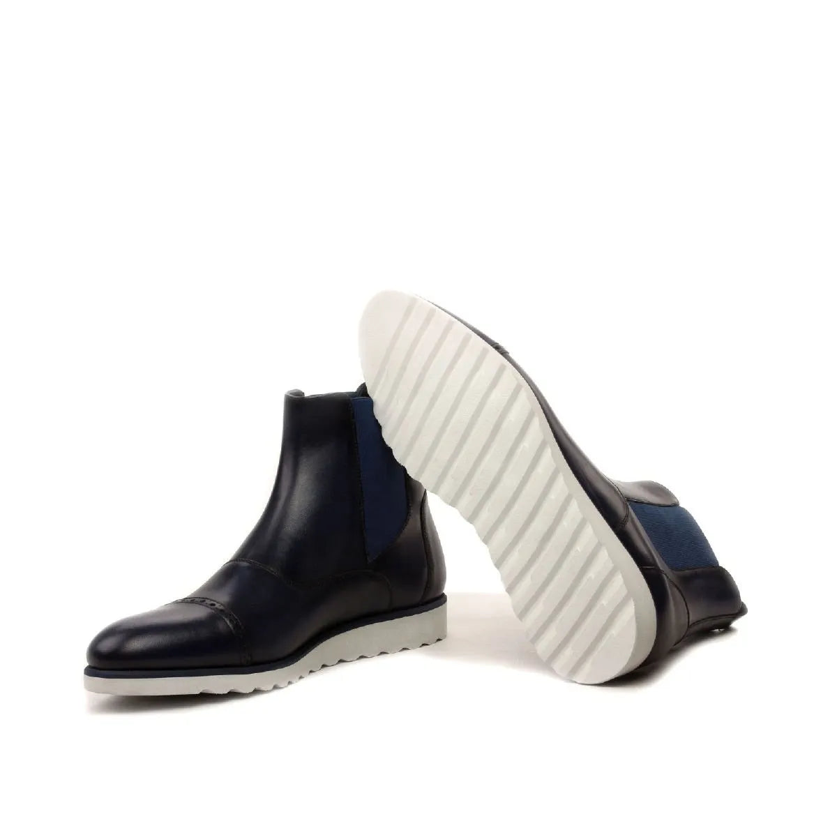 Navy leather Hardwin Chelsea Boots showcasing stylish and elegant design