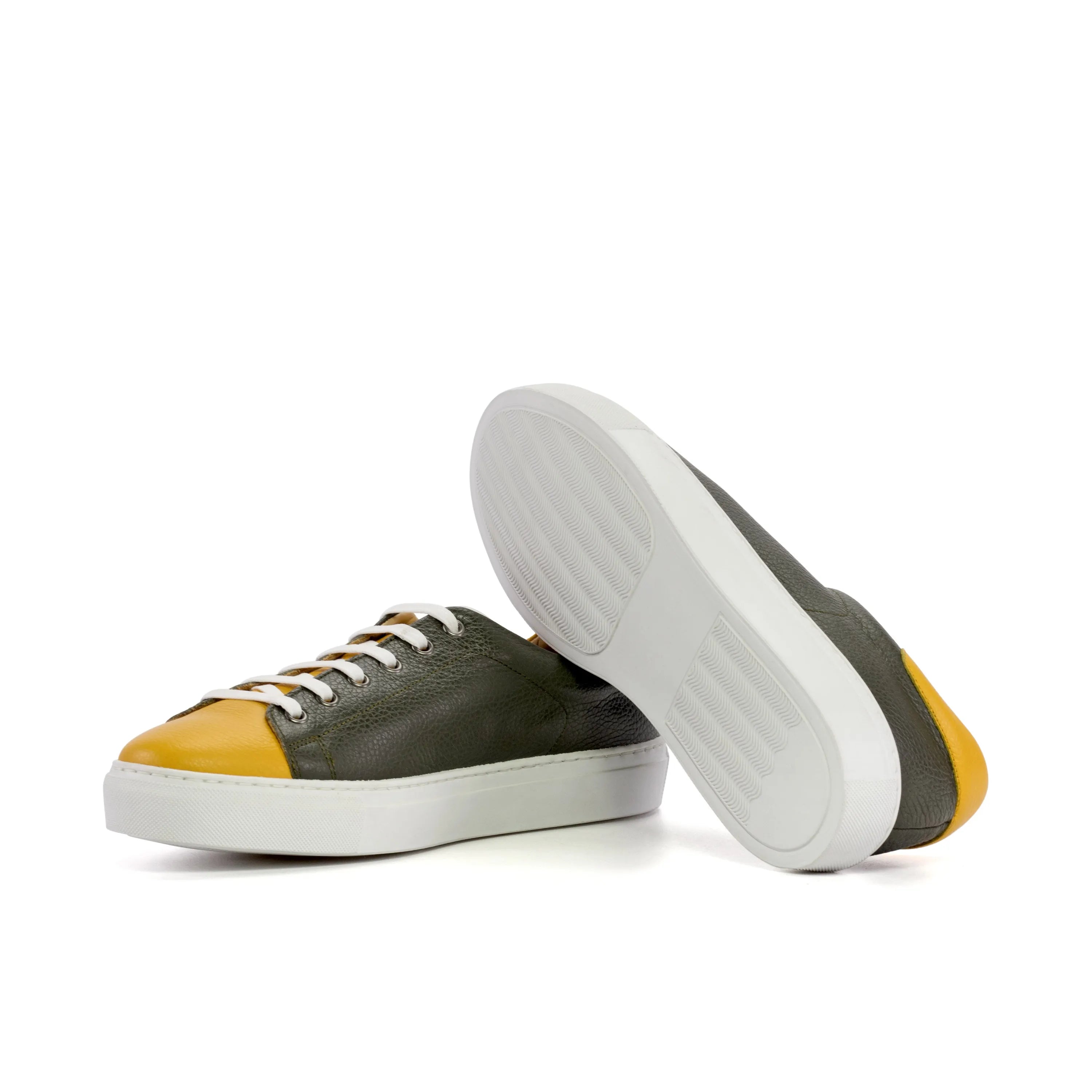 Two-tone leather Harlem Trainer Sneaker made of grain calf leather with cupsole