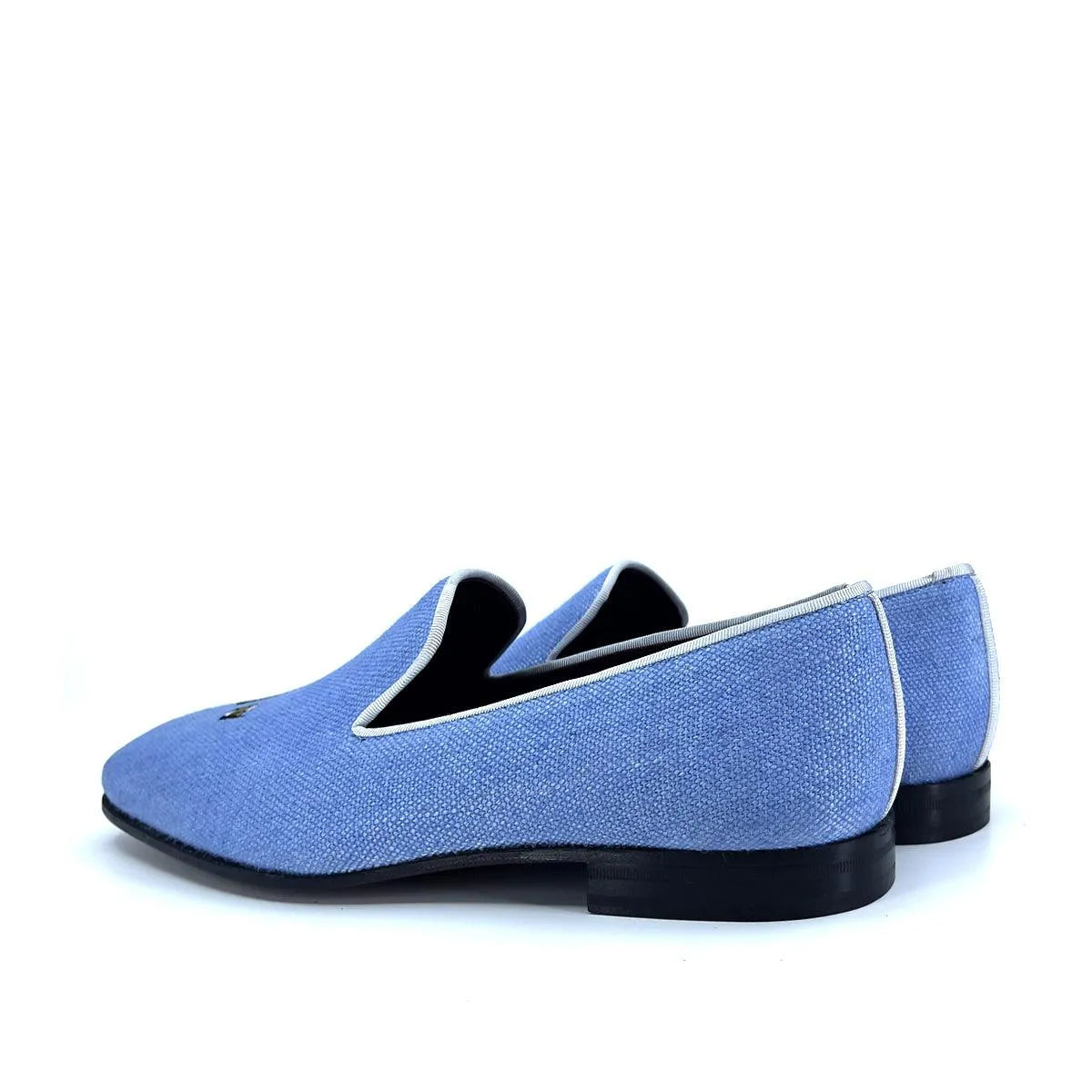 Blue fabric slip-on loafers from Harry Drake, perfect for stylish casual wear
