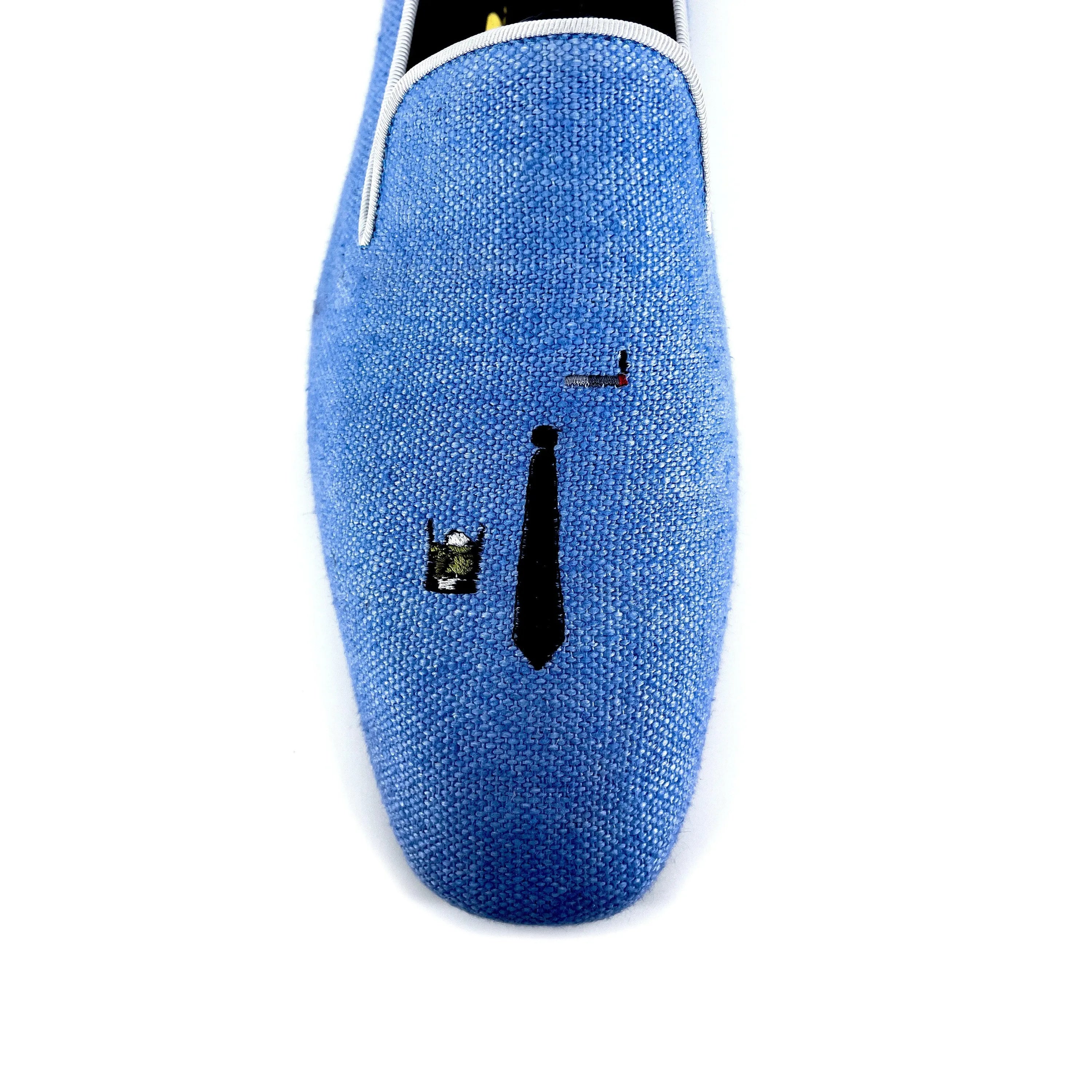 Blue fabric Harry Drake slipon shoe designed for comfort and style