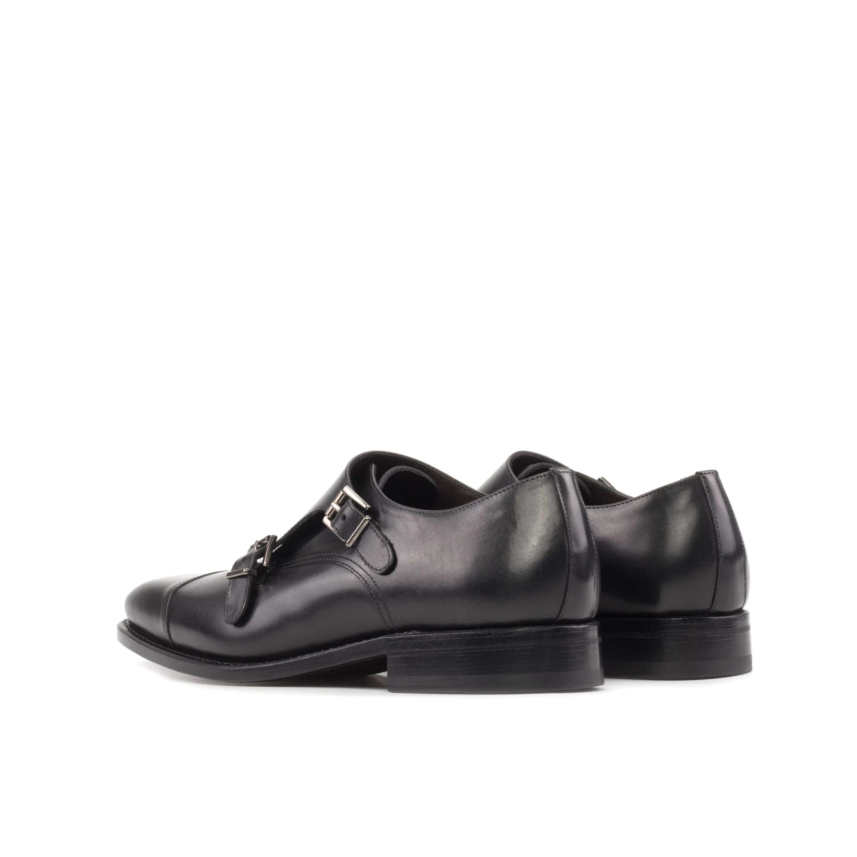 Black leather double monk strap shoes from Havanas Double Monk II for fast lane style