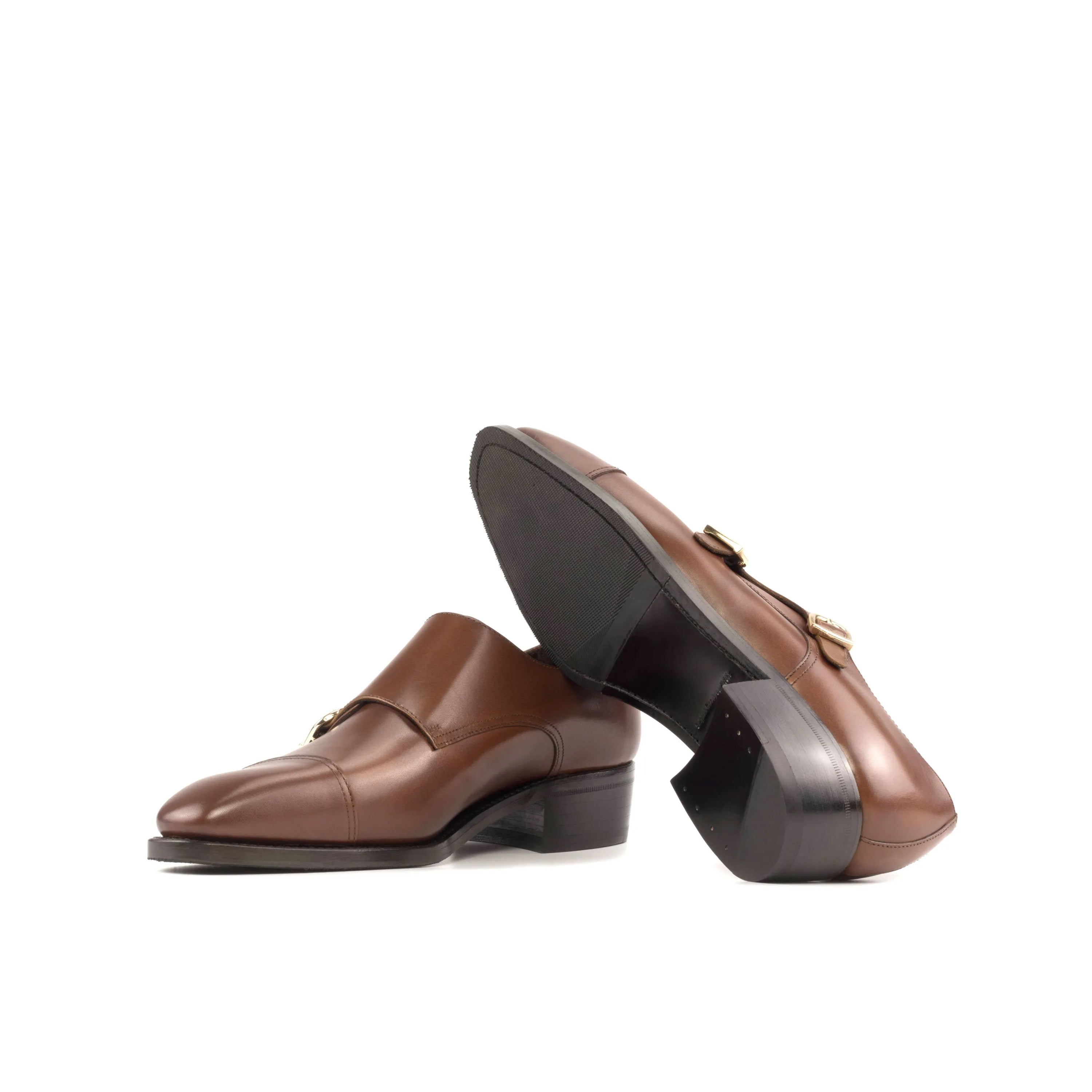 Brown leather Haven Double Monk shoes featuring classic double monk strap design