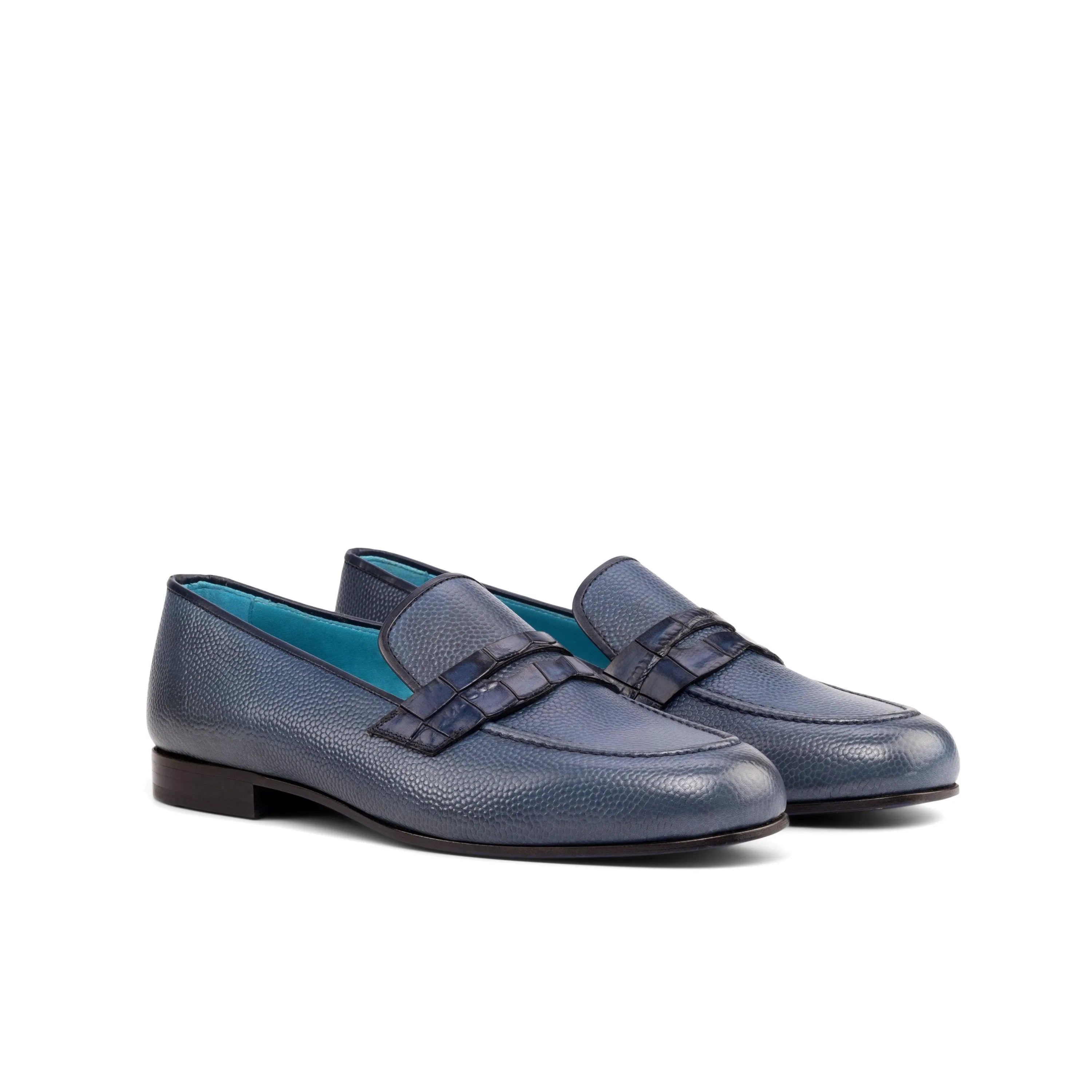 Pair of blue leather loafers from the Hefe Wellington Slip On II collection