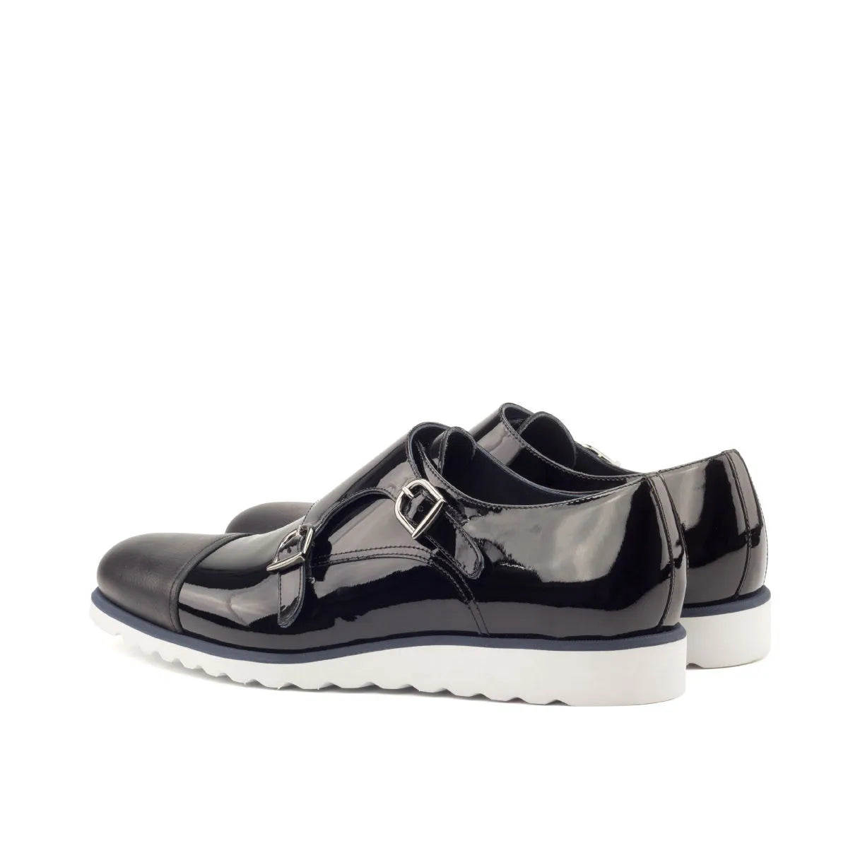Pair of shiny black Hero Double Monk strap shoes for a stylish formal look